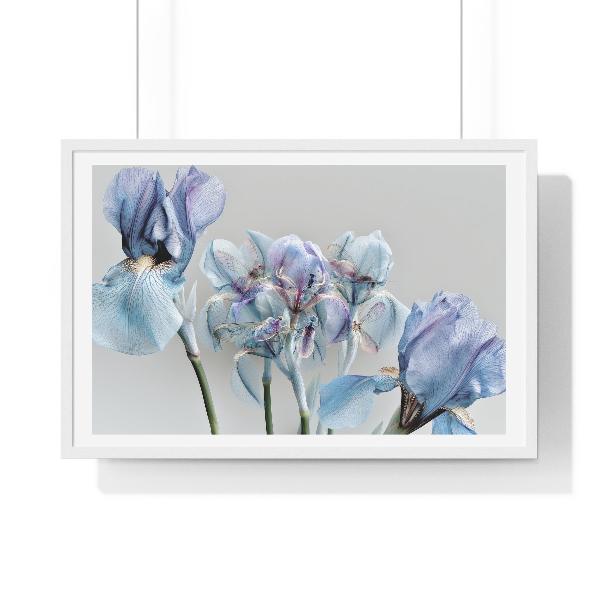 Blue Iris Floral Framed Poster — Botanical Wall Art Print