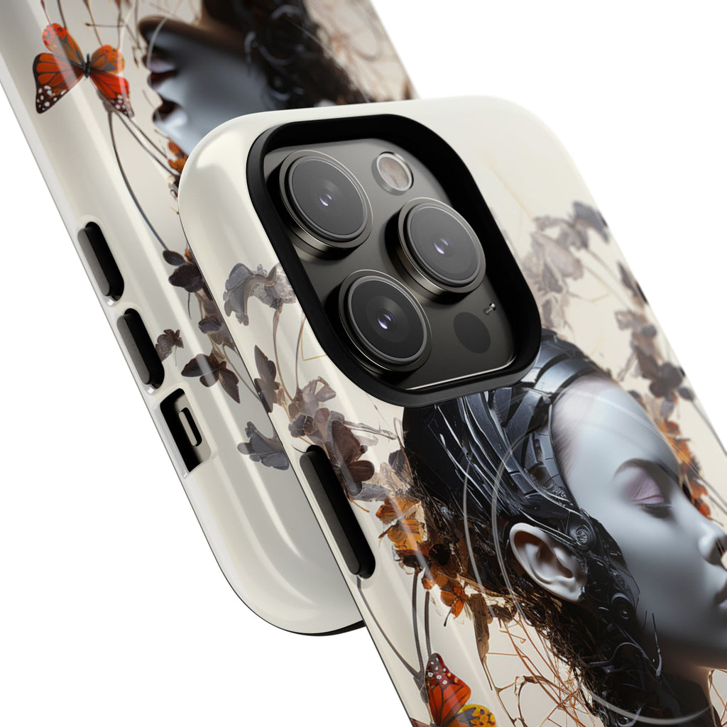 Art Nouveau Cyberpunk Phone Case — Surreal Floral Femme Tough Magnetic Case
