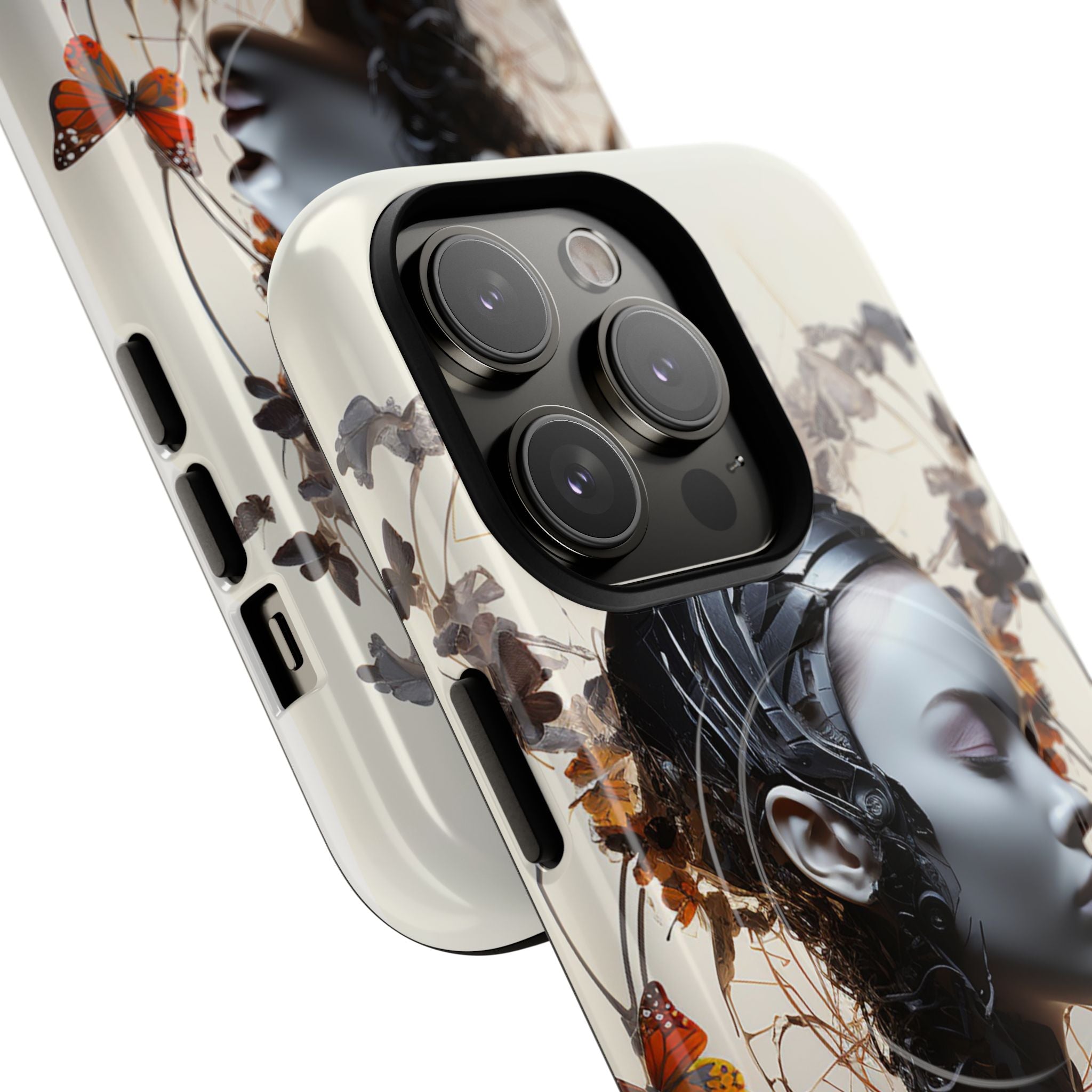 Art Nouveau Cyberpunk Phone Case — Surreal Floral Femme Tough Magnetic Case