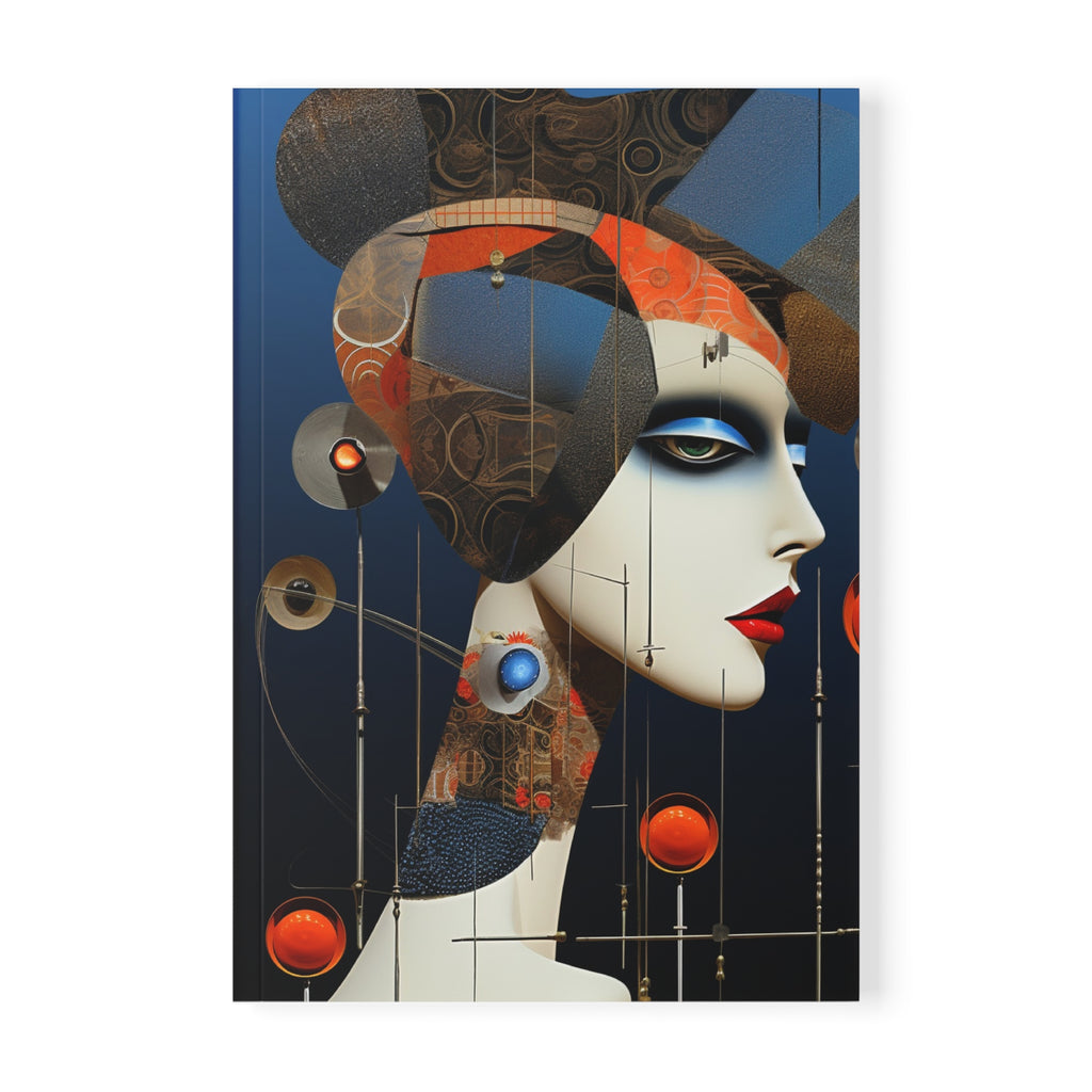 A5 Art Nouveau Portrait Notebook – Abstract Geometric Female Illustration Journal