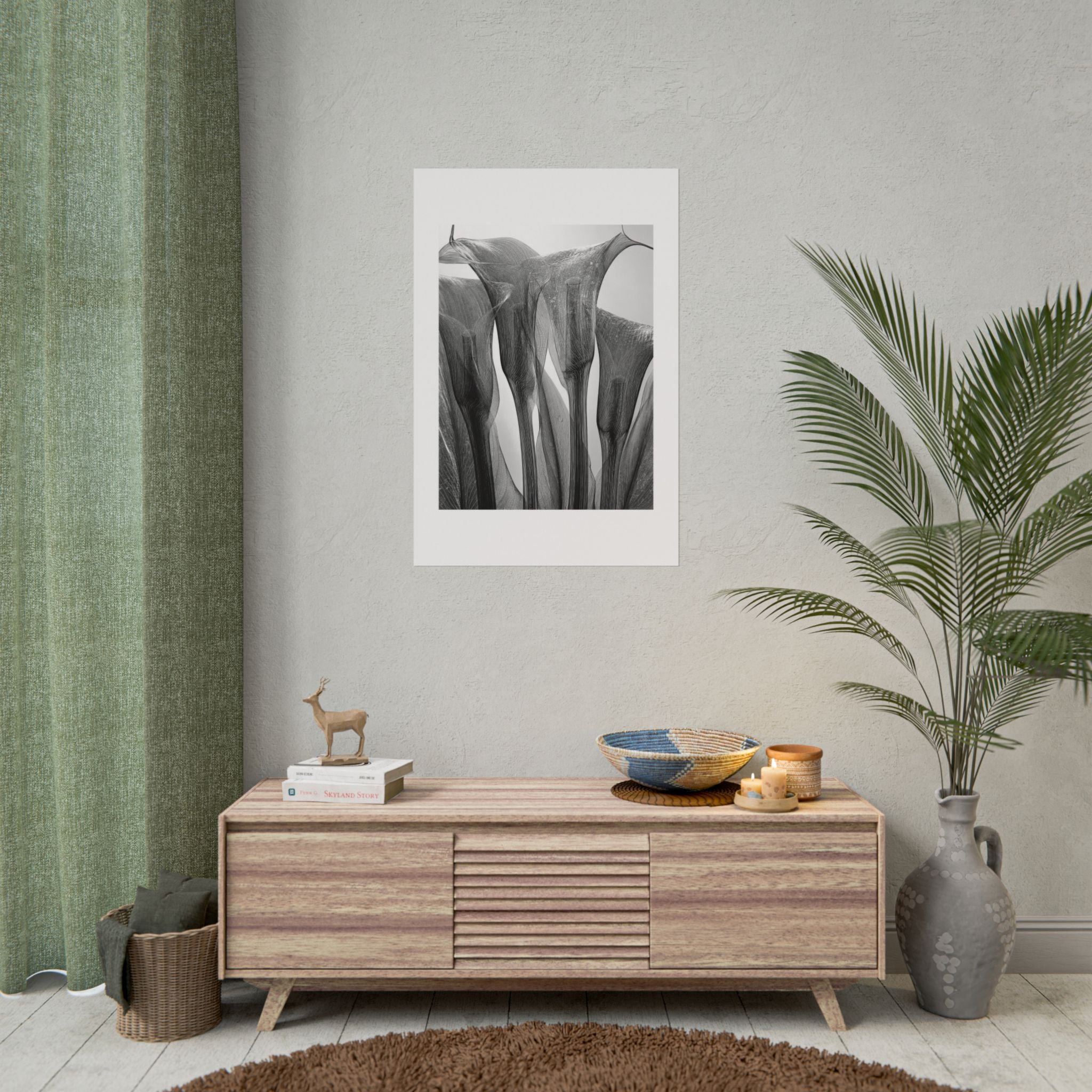 Abstract Botanical Poster — Black & White Calla Lily Photography (Rolled Poster)
