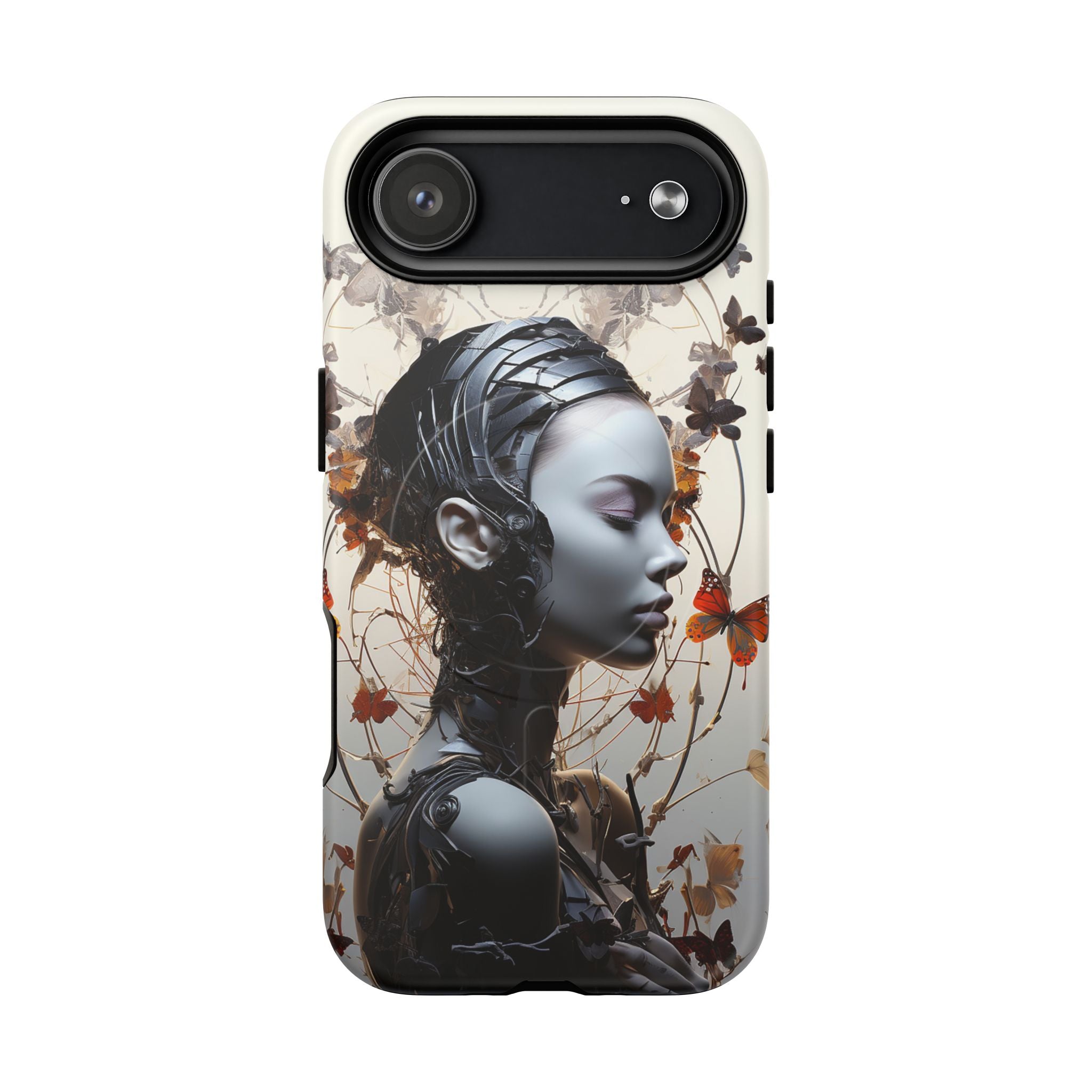 Art Nouveau Cyberpunk Phone Case — Surreal Floral Femme Tough Magnetic Case