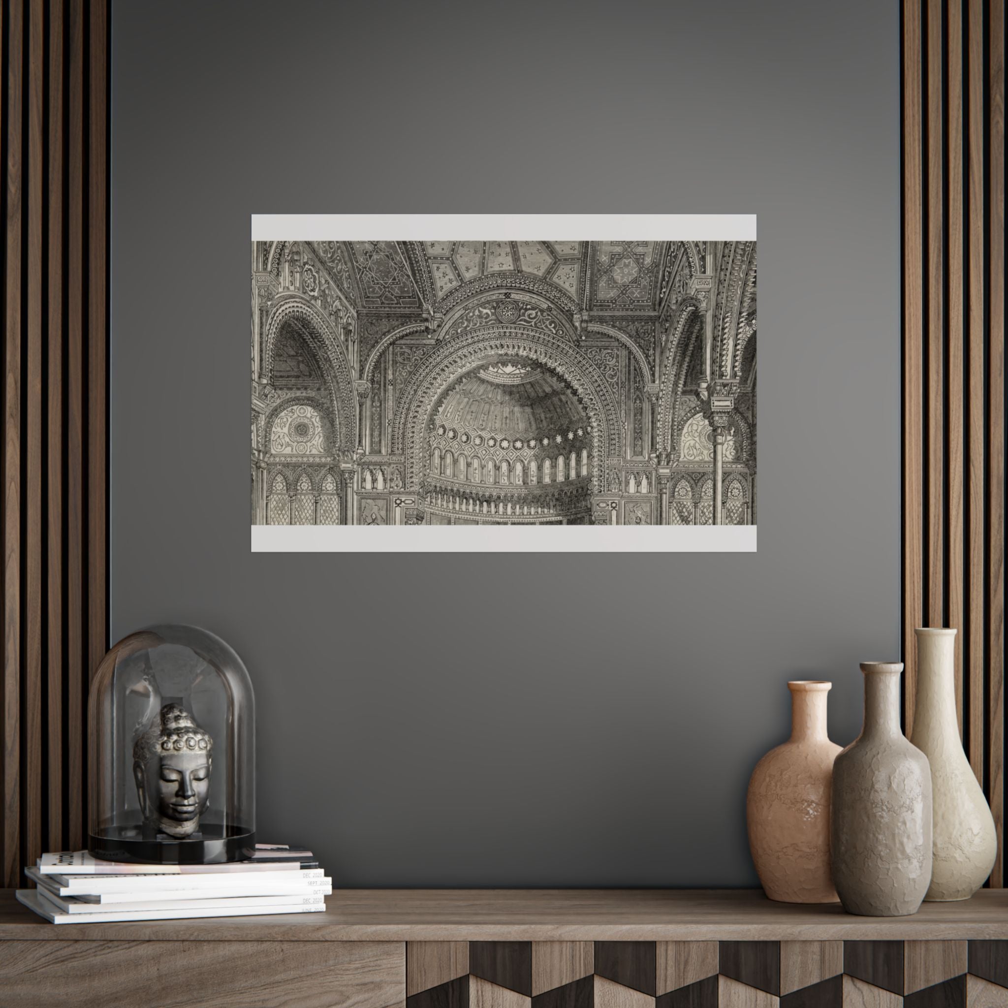 Detail of the New Jewish Synagogue, Berlin. Architectural Interior Poster — Vintage Cathedral Dome Print