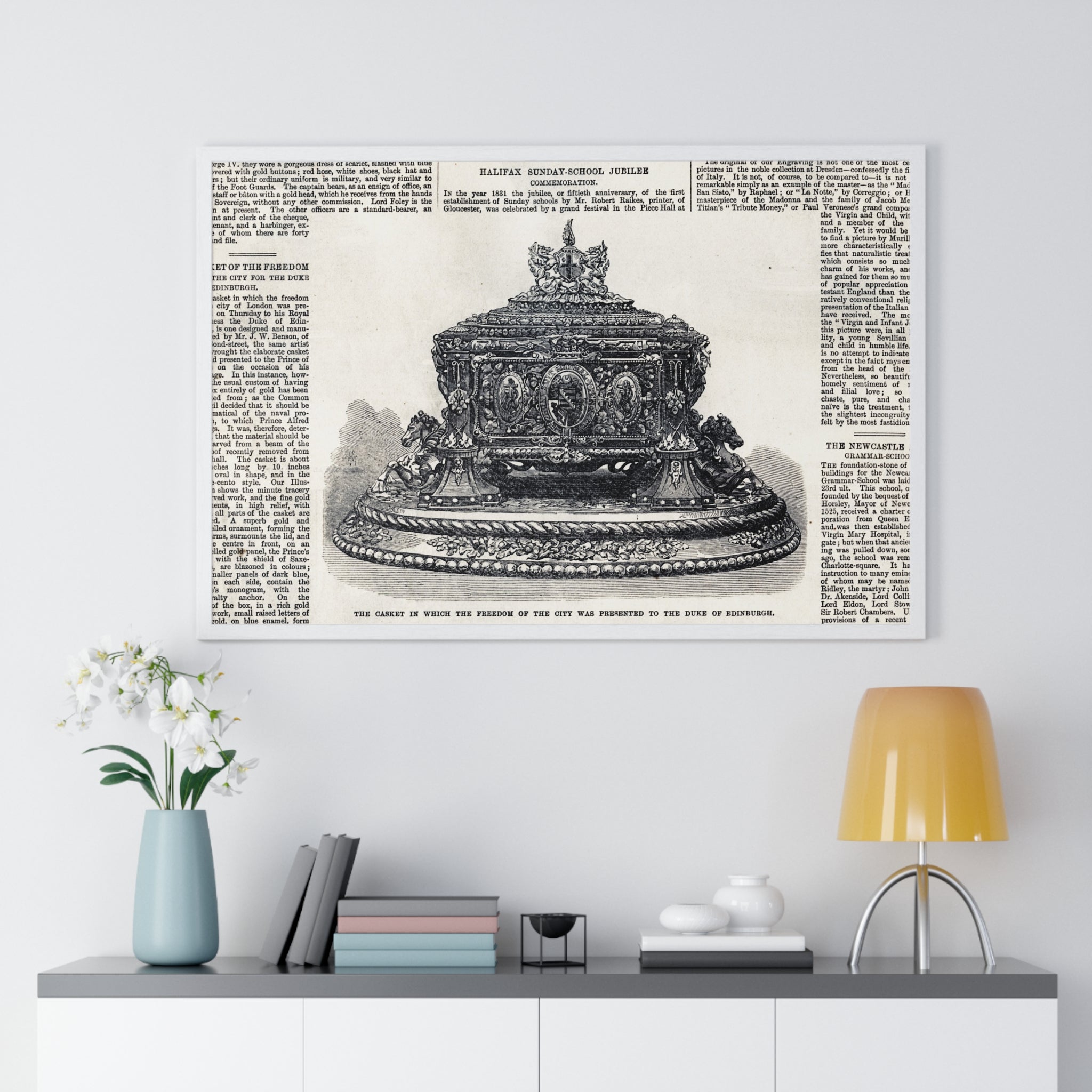 Vintage Crown Illustration Framed Poster — Antique Dictionary Art Print