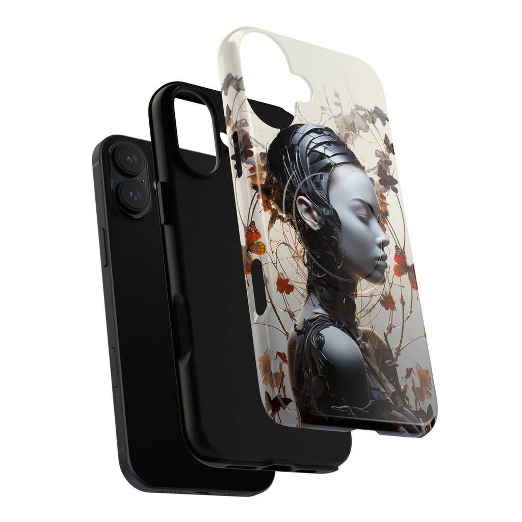 Art Nouveau Cyberpunk Phone Case — Surreal Floral Femme Tough Magnetic Case
