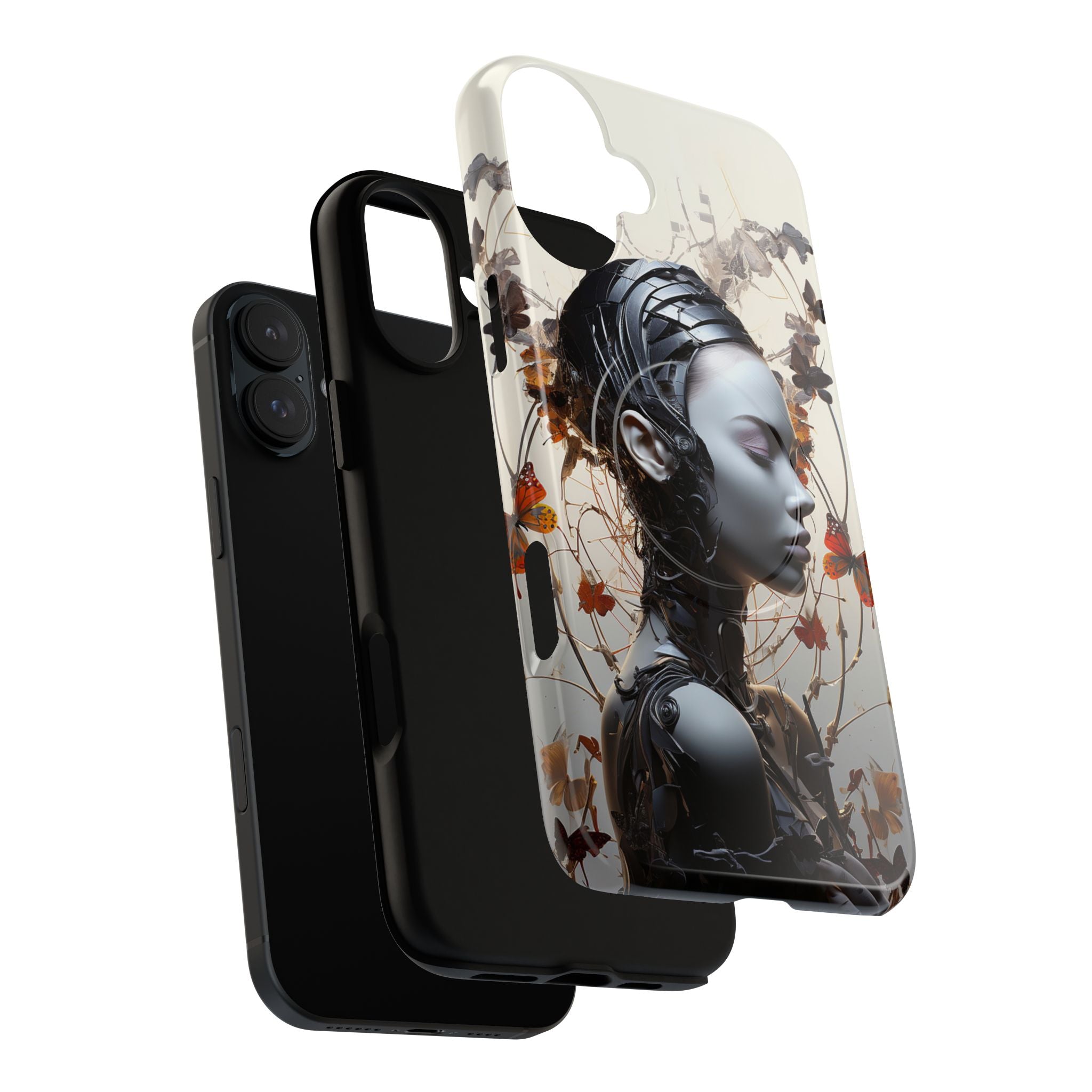 Art Nouveau Cyberpunk Phone Case — Surreal Floral Femme Tough Magnetic Case