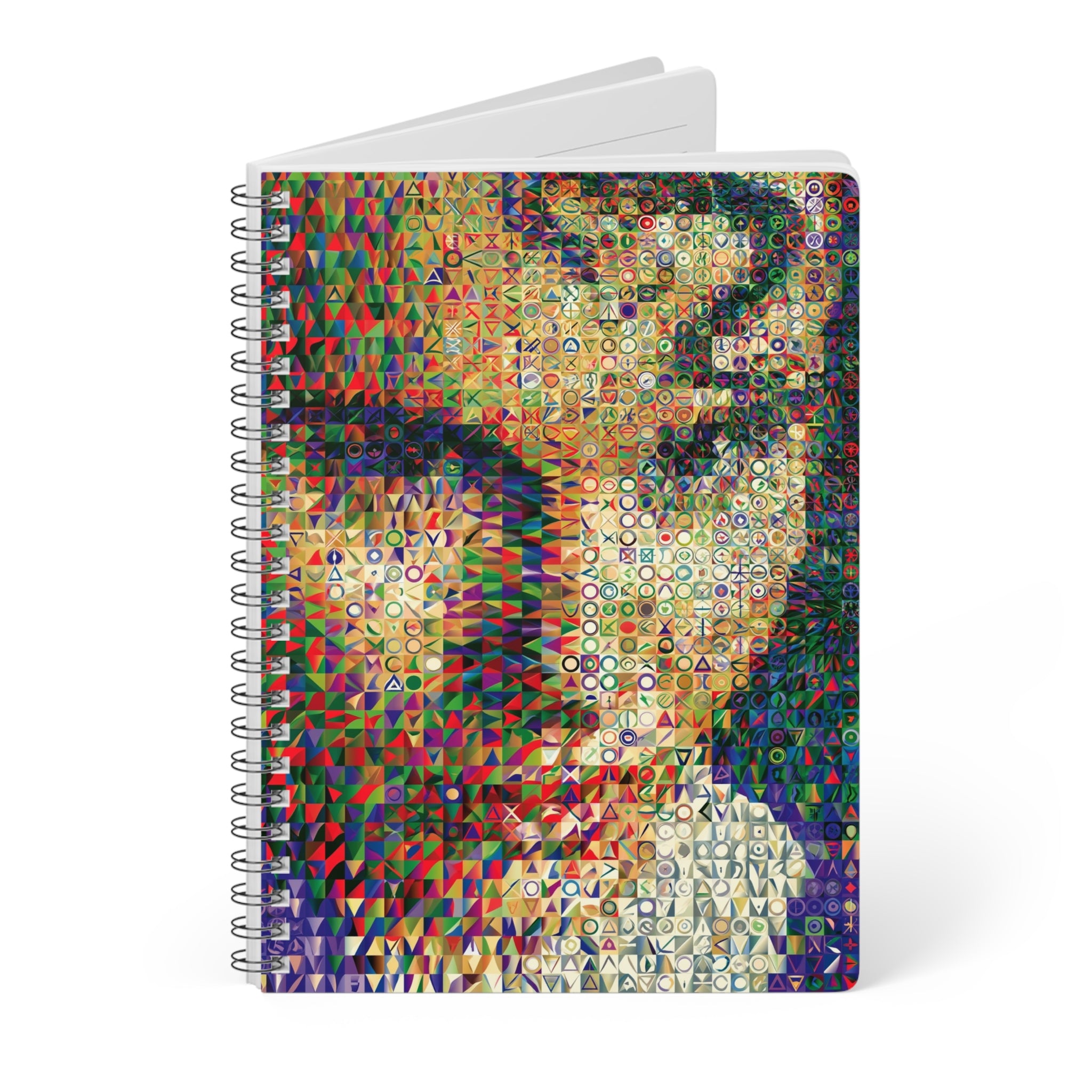 A5 Spiral Notebook — Colorful Geometric Mosaic Portrait Journal