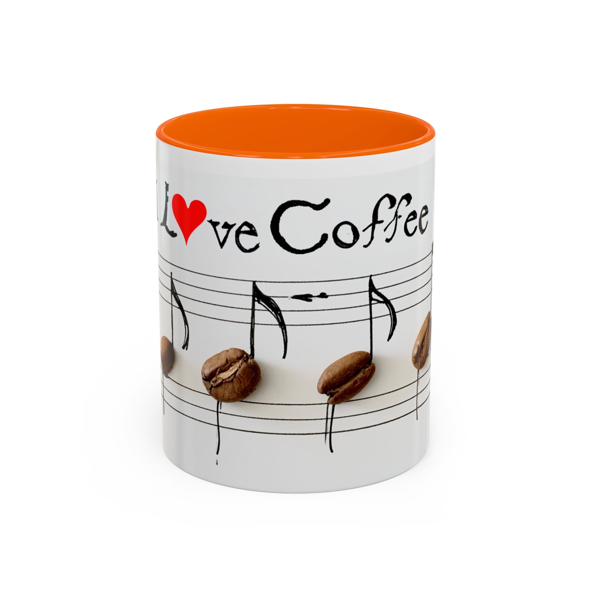 Coffee Lover Music Mug — "Love Coffee" Musical Notes Accent Mug (11/15 oz)