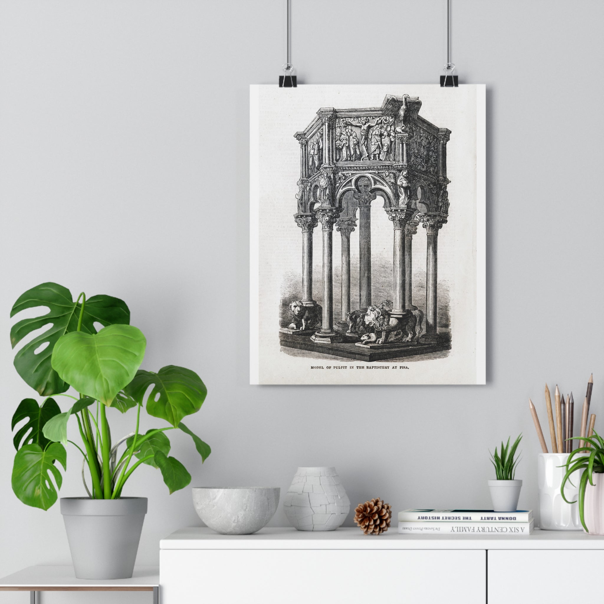 Antique Baptistery Illustration Poster — Vintage Architectural Print
