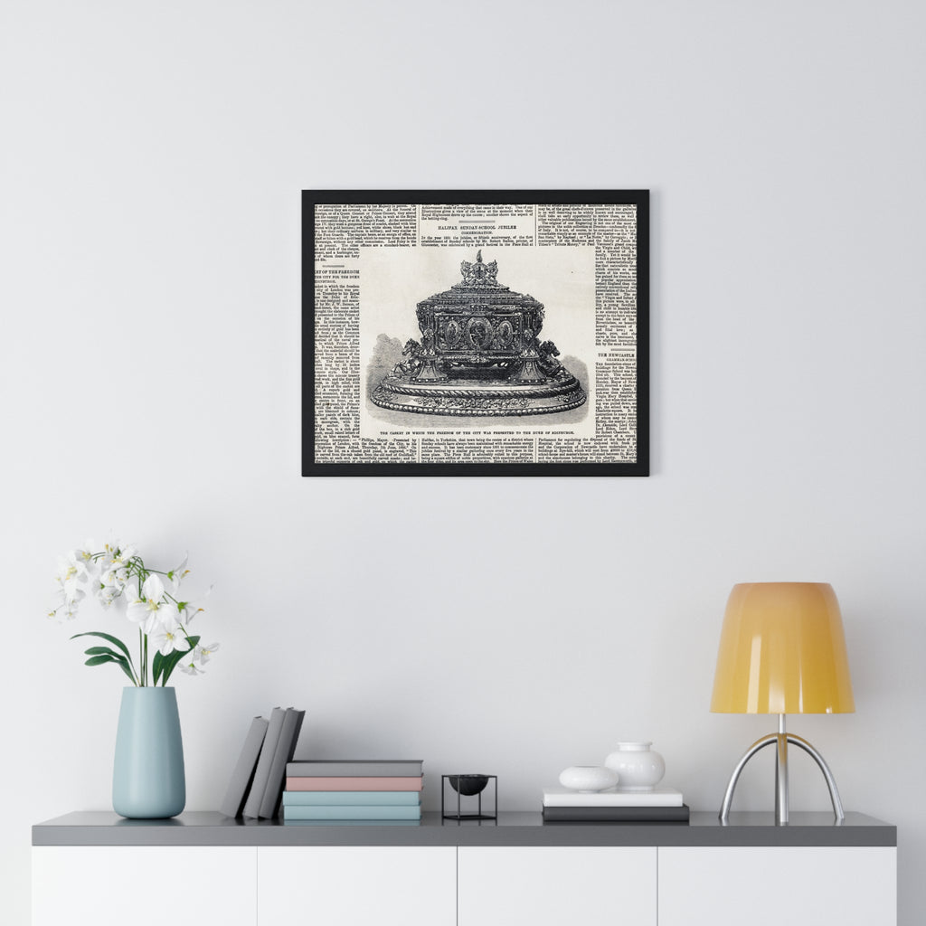 Vintage Crown Illustration Framed Poster — Antique Dictionary Art Print