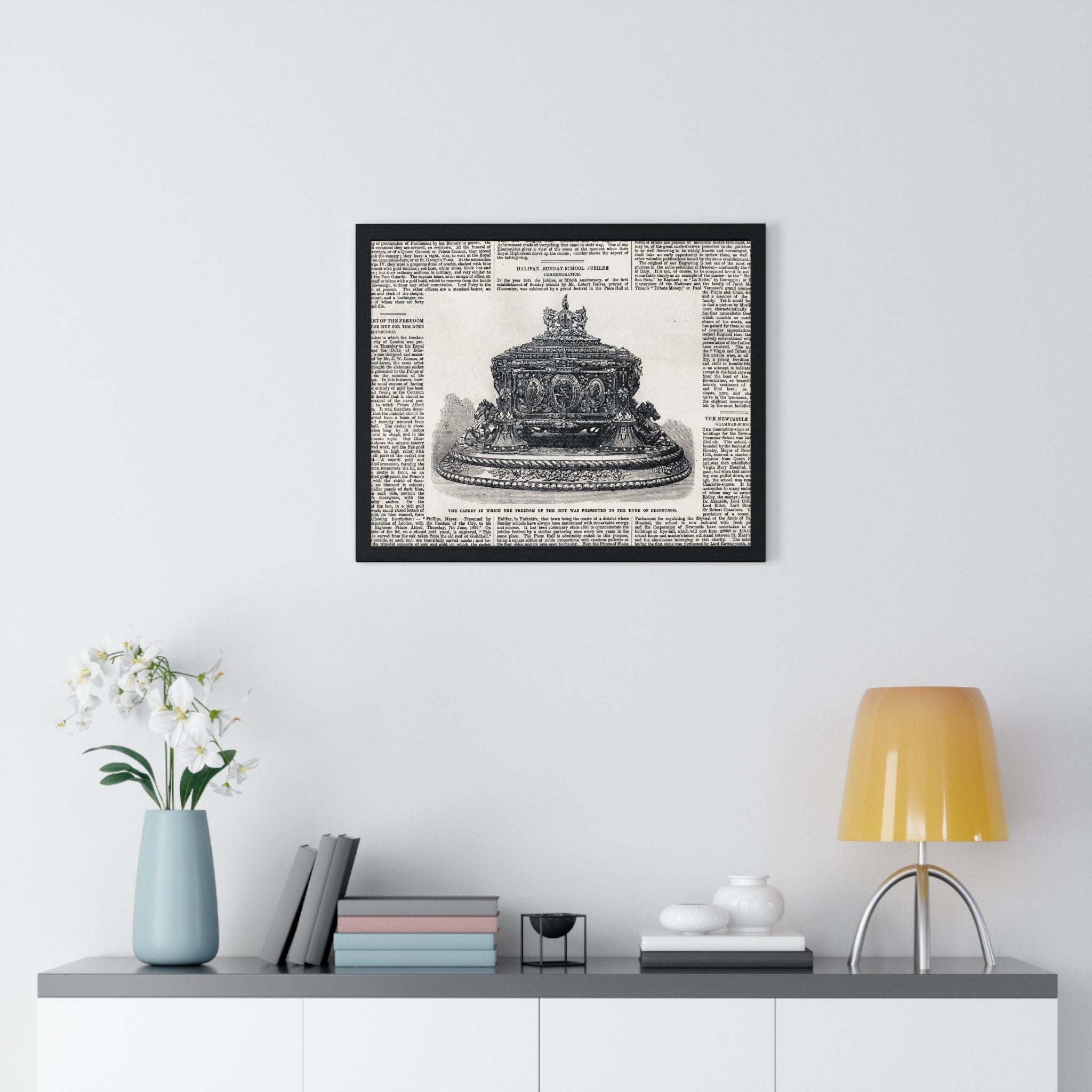 Vintage Crown Illustration Framed Poster — Antique Dictionary Art Print