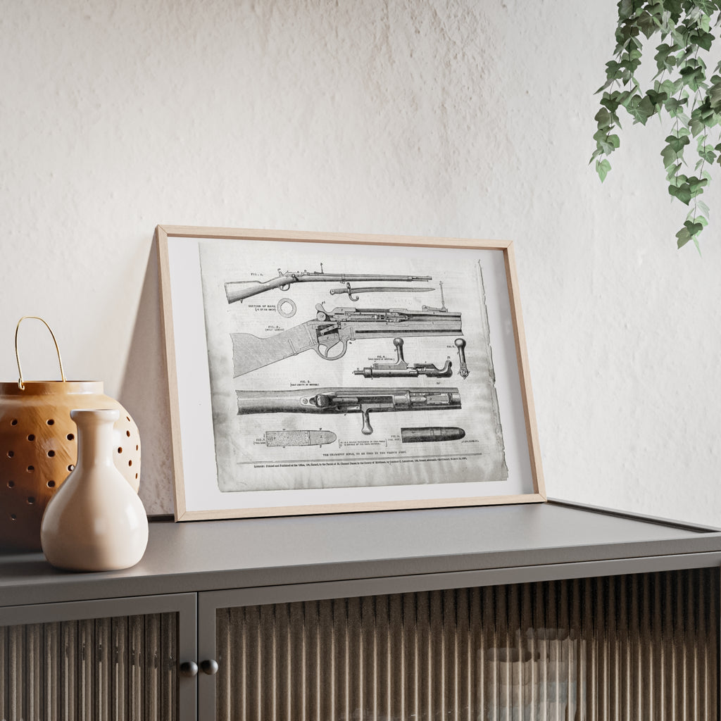 Antique Rifle Patent Poster — Framed Vintage Firearm Print