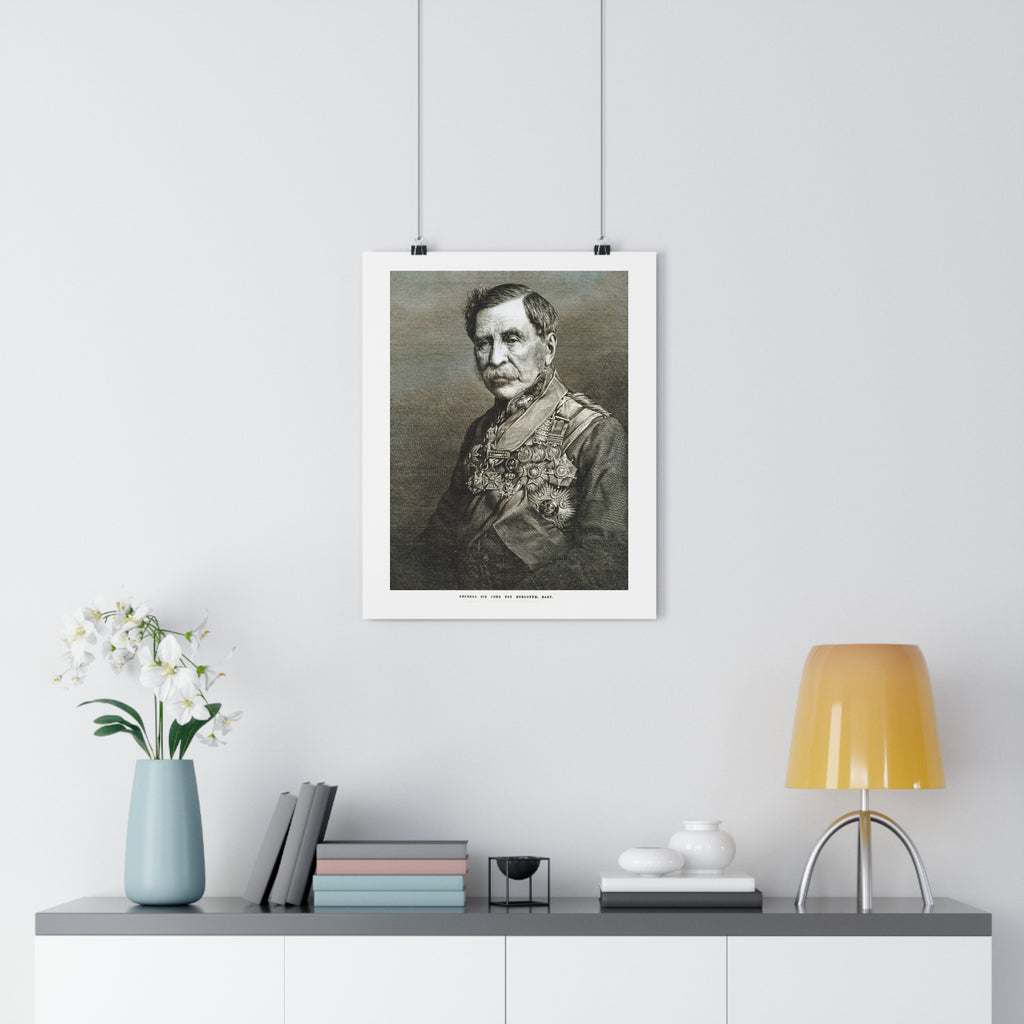 Vintage Military Portrait Poster — Antique Officer Illustration Wall Art
