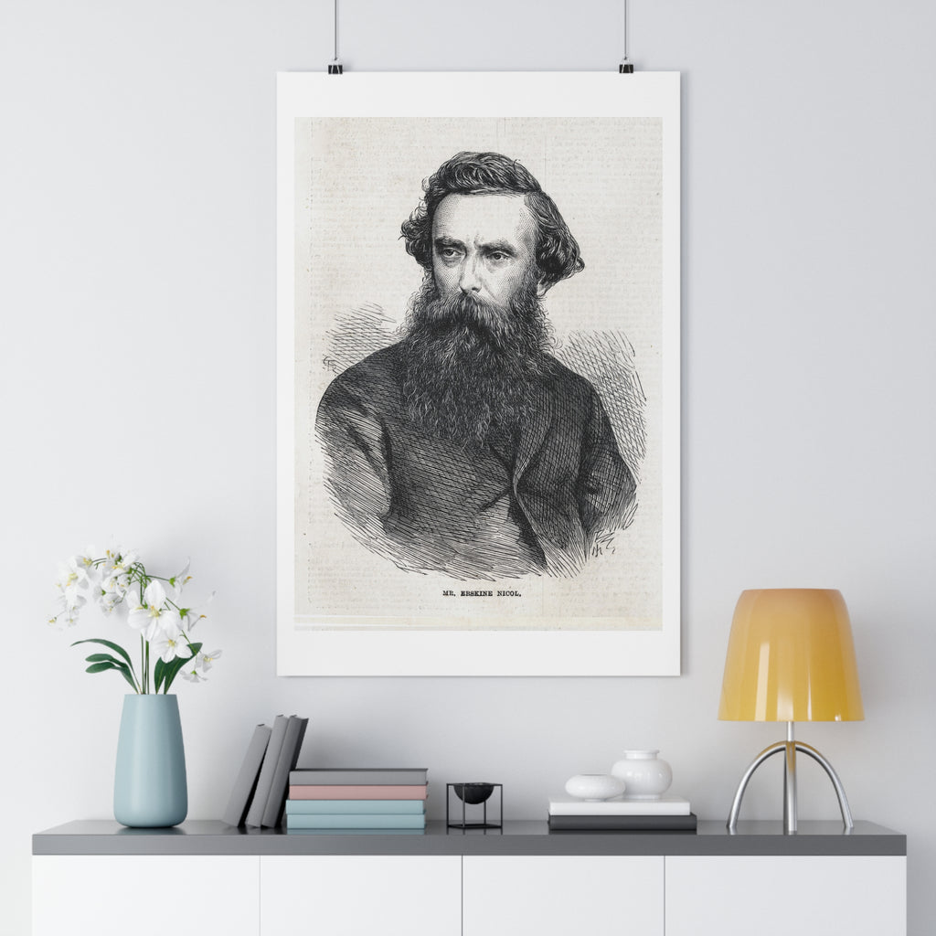 Vintage Engraving Poster — 19th Century Bearded Gentleman Wall Art