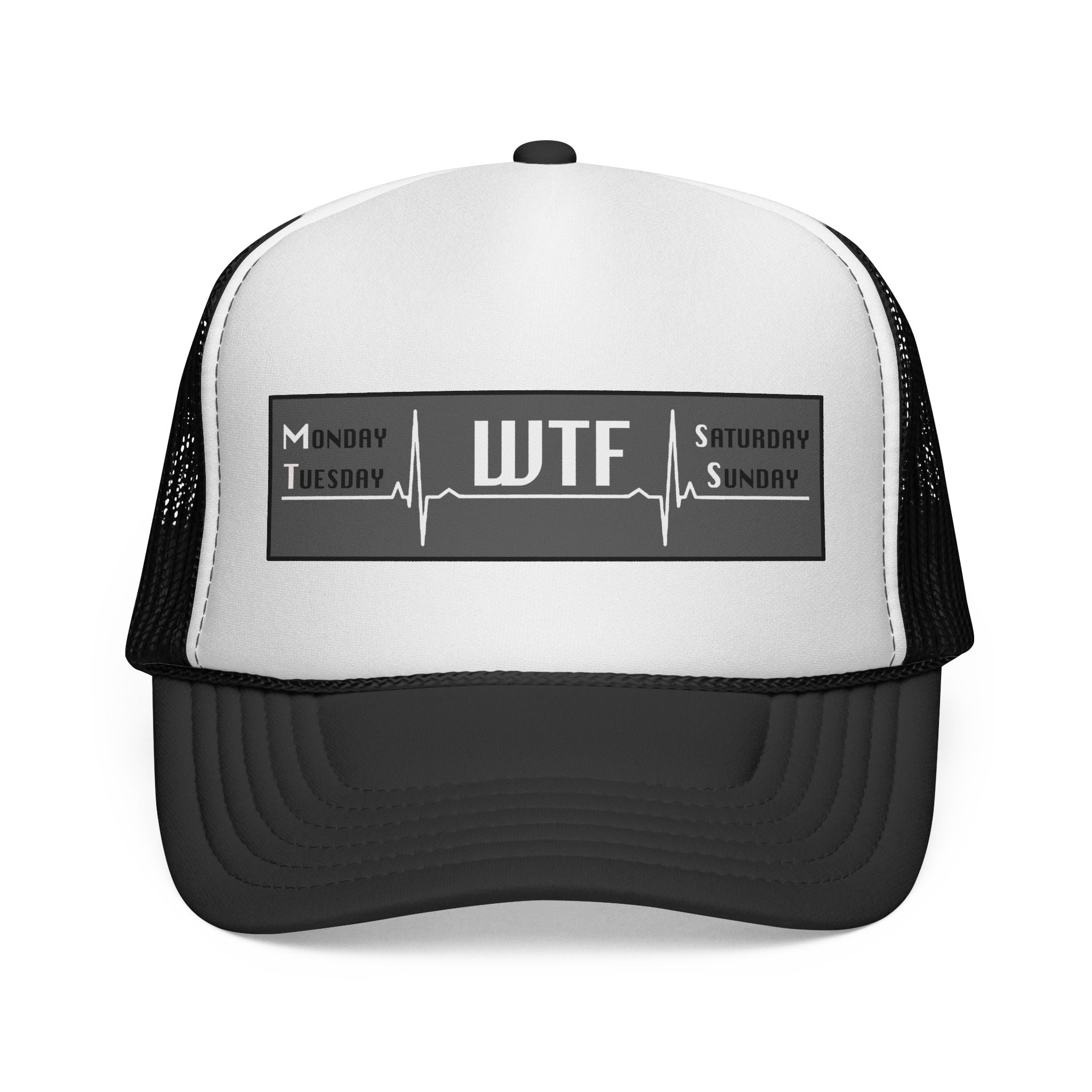 WTF Weekday Heartbeat Trucker Cap – Funny Workweek Humor Hat