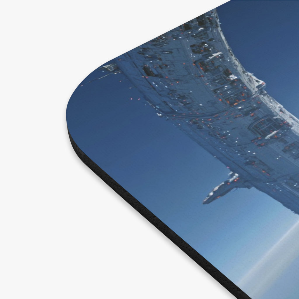 Sci‑Fi Space Station Mouse Pad — Futuristic Orbital City Desk Mat