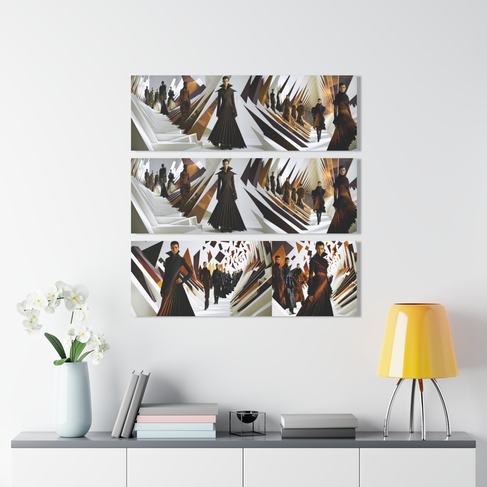 Fashion Runway Triptych Acrylic Wall Art – Modern Catwalk Collage