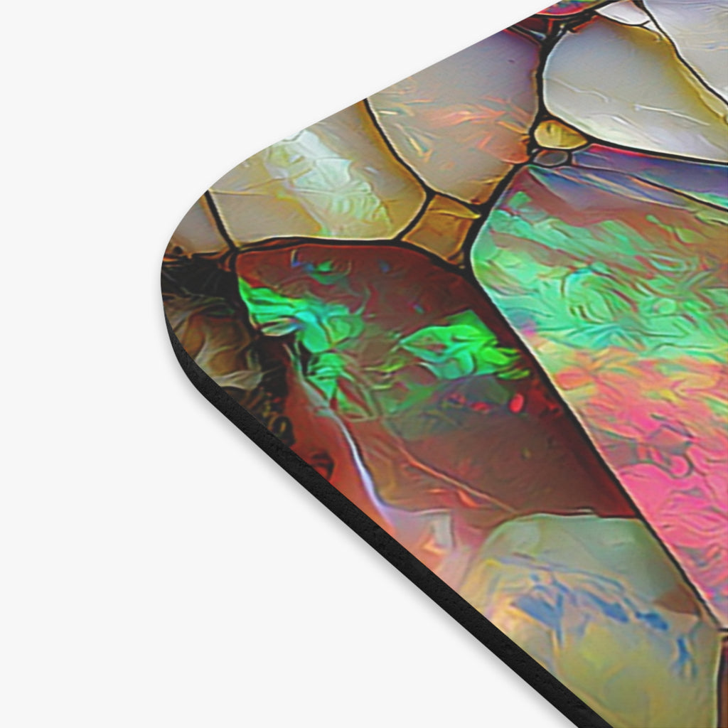 Opal Mosaic Mouse Pad — Iridescent Gemstone Desk Mat