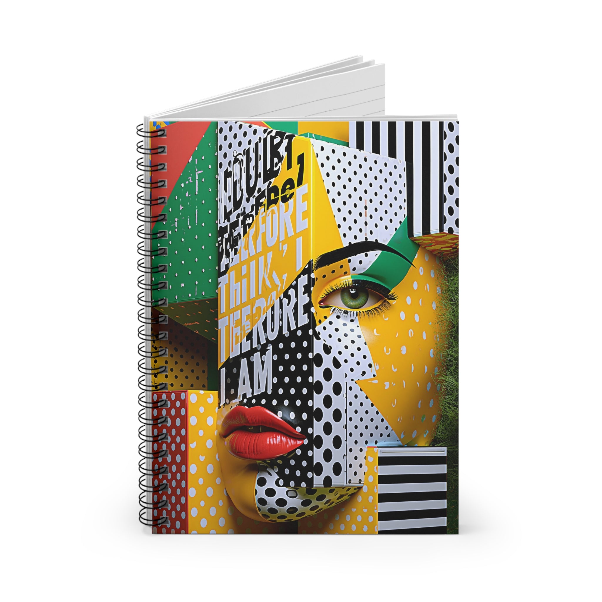 Pop Art Portrait Spiral Notebook — Graphic Face Design, Ruled Journal for Artists & Students