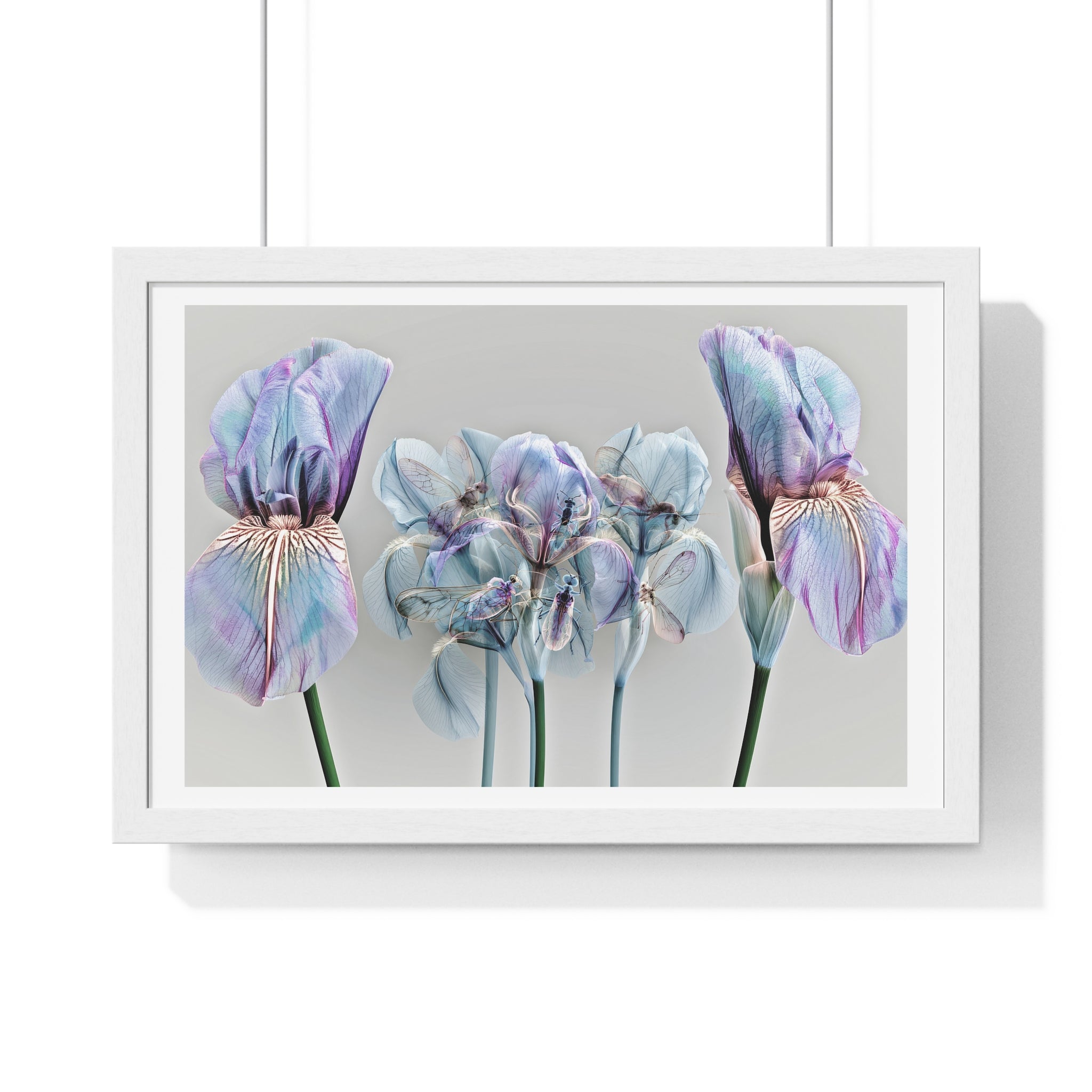 Iridescent Iris Floral Framed Poster — Horizontal Wall Art Print
