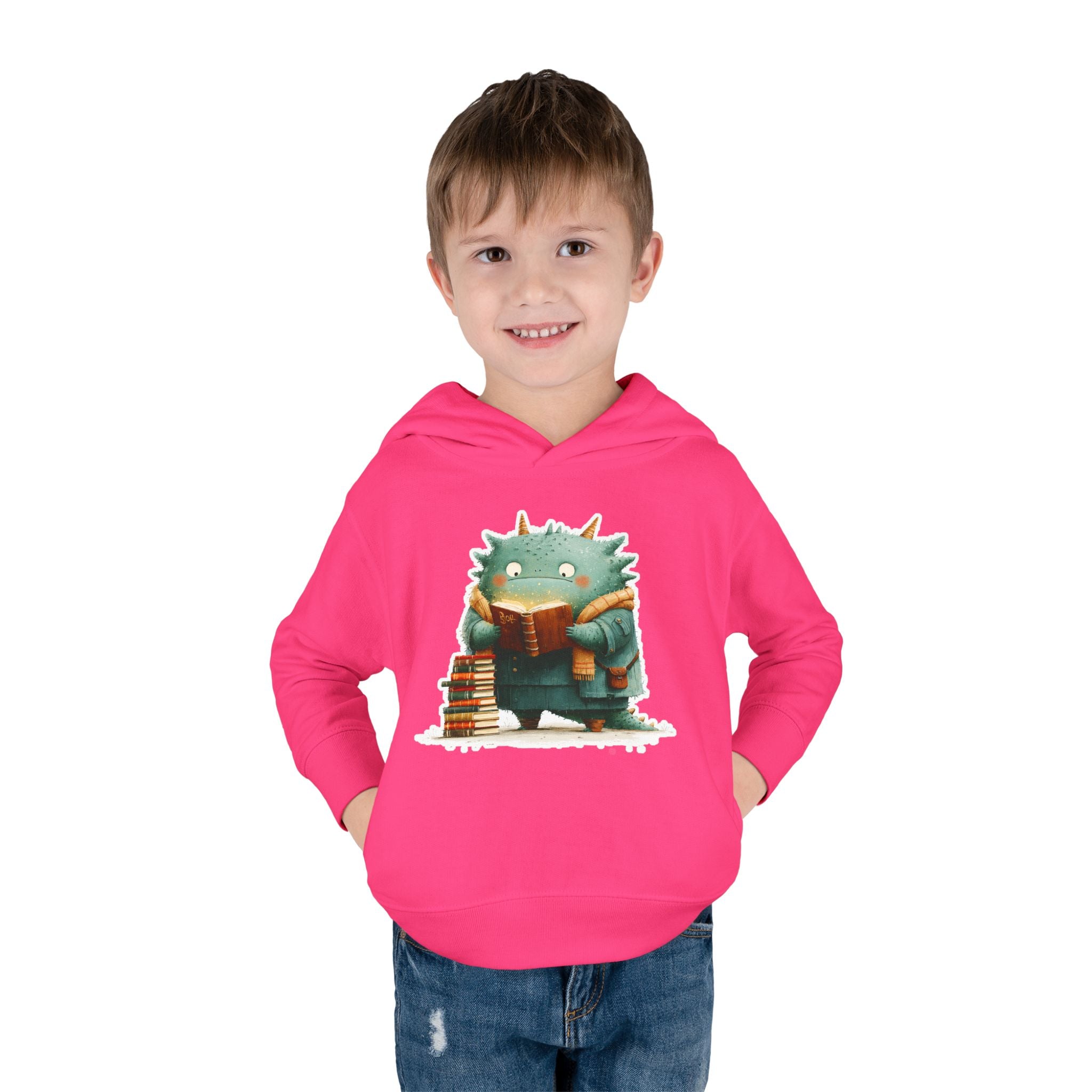 Toddler Hoodie — Cute Reading Monster Graphic Pullover