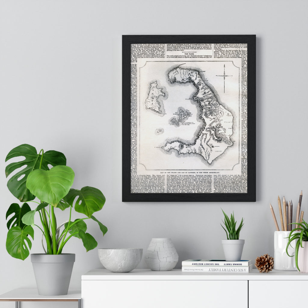 Antique Island Map Poster — Vintage Nautical Wall Art Print
