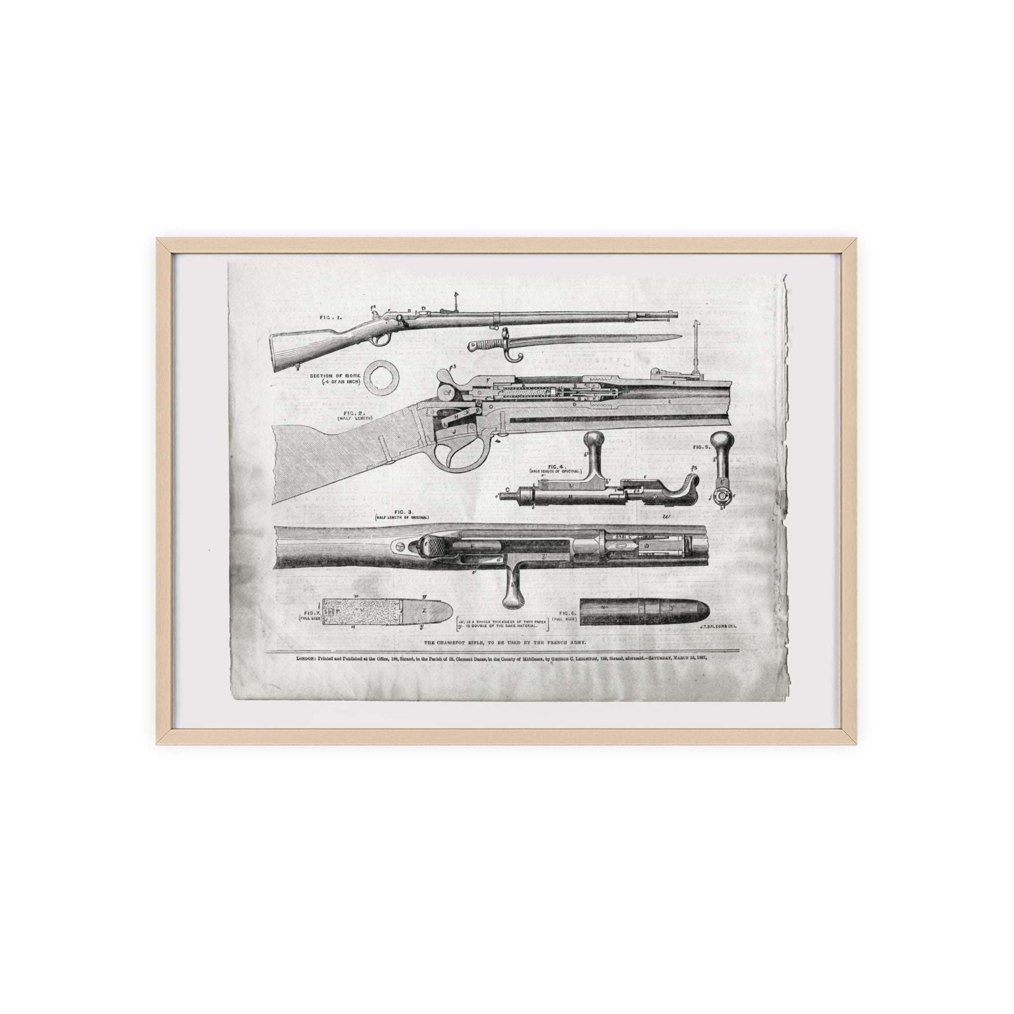 Antique Rifle Patent Poster — Framed Vintage Firearm Print