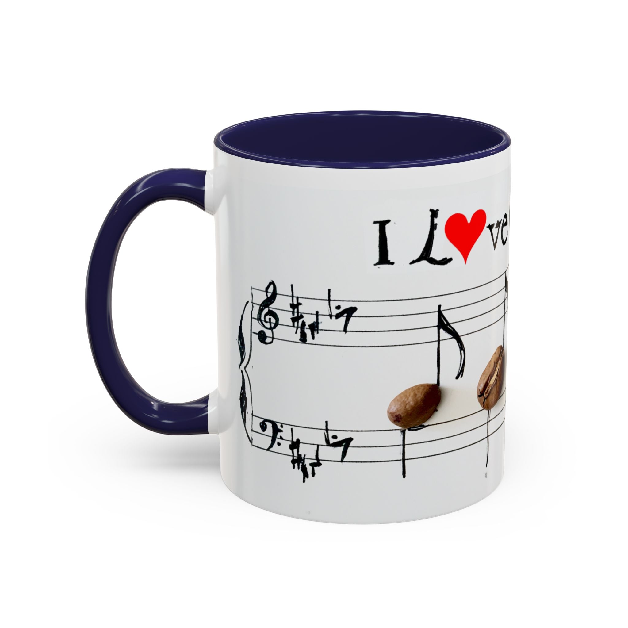 Coffee Lover Music Mug — "Love Coffee" Musical Notes Accent Mug (11/15 oz)