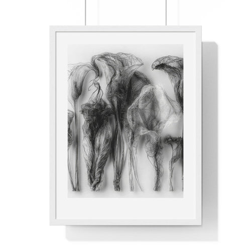 Abstract Smoke Floral Poster — Black & White Vertical Framed Art Print