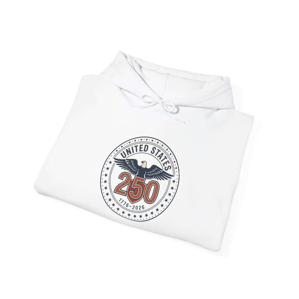 250 Years Patriotic Seal Hoodie | 4th of July Anniversary, USA Bicentennial Style