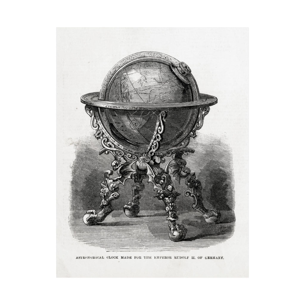 Antique Globe Illustration Matte Vertical Poster — Vintage Scientific Engraving Wall Art