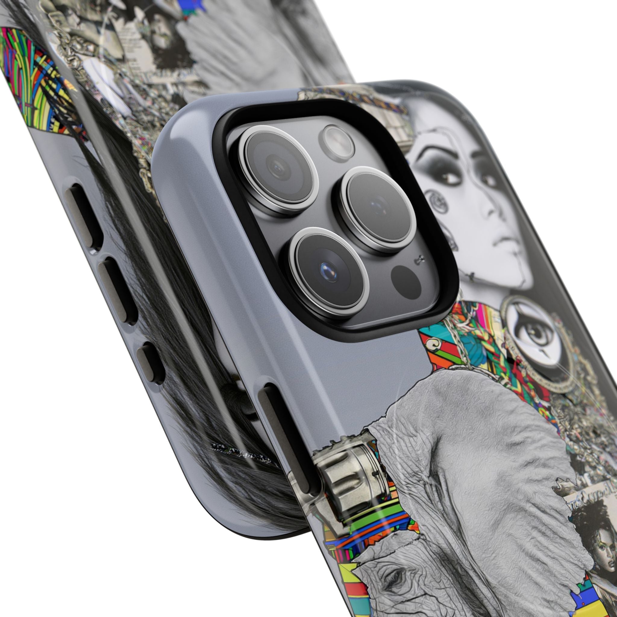 Artistic Elephant Collage Phone Case — Tough Magnetic Protective Cover