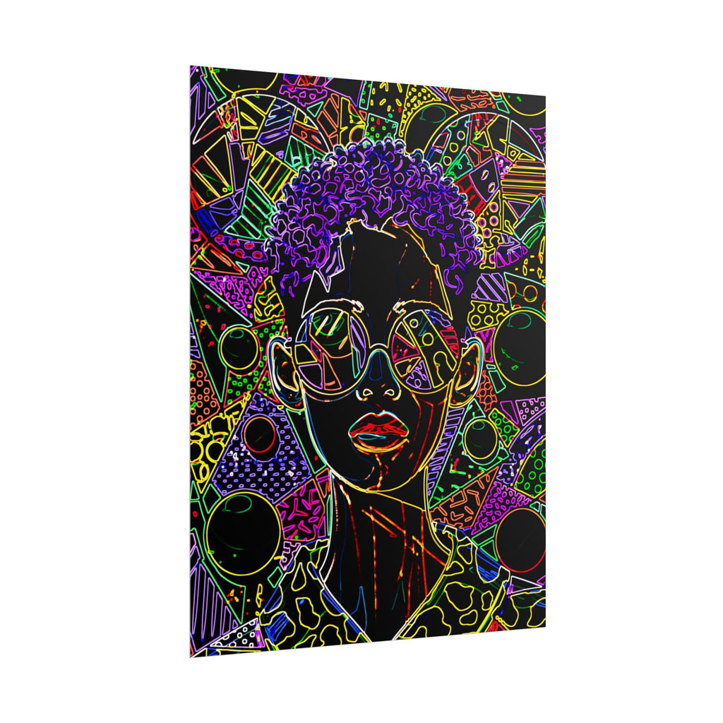 Afrofuturist Neon Portrait Poster