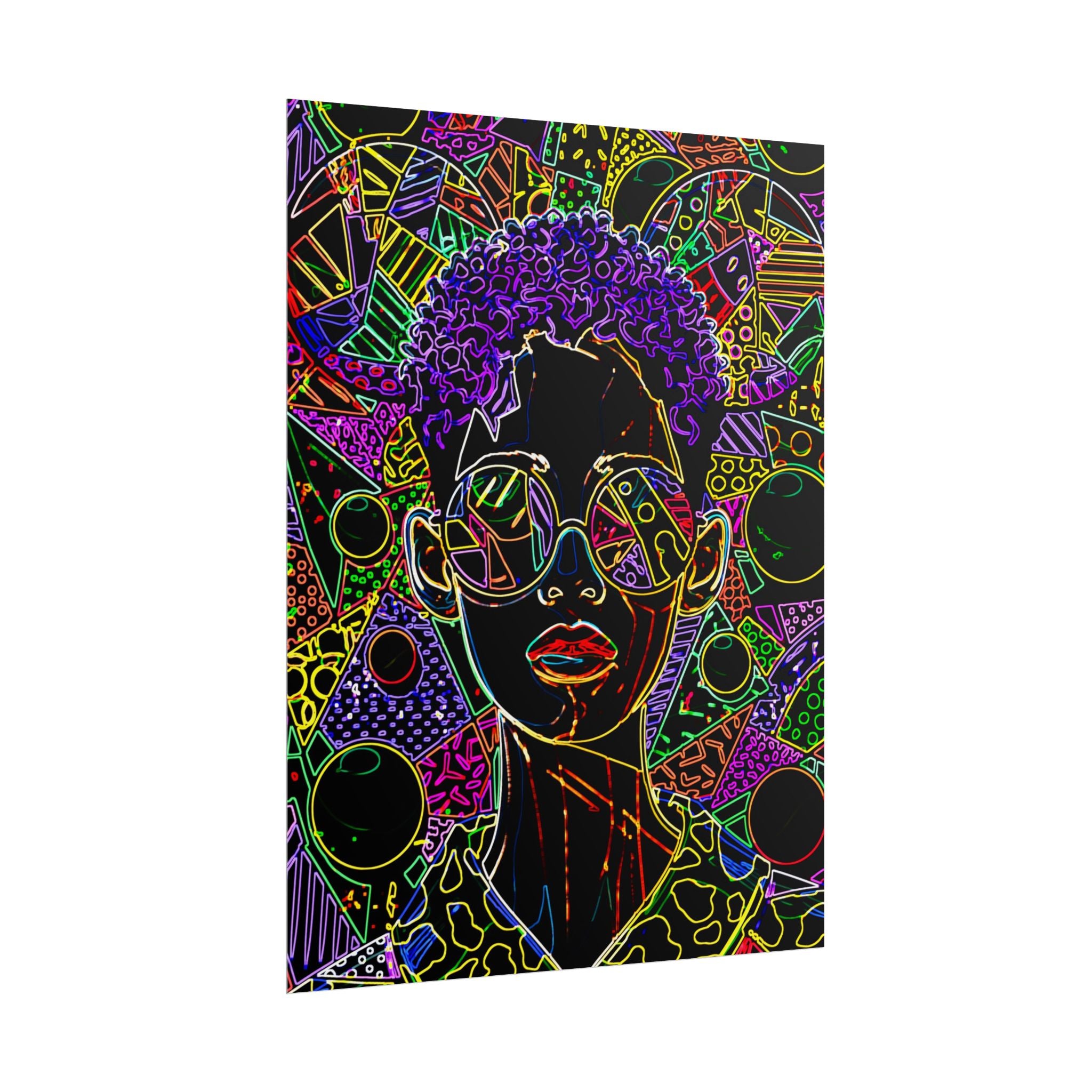 Afrofuturist Neon Portrait Poster