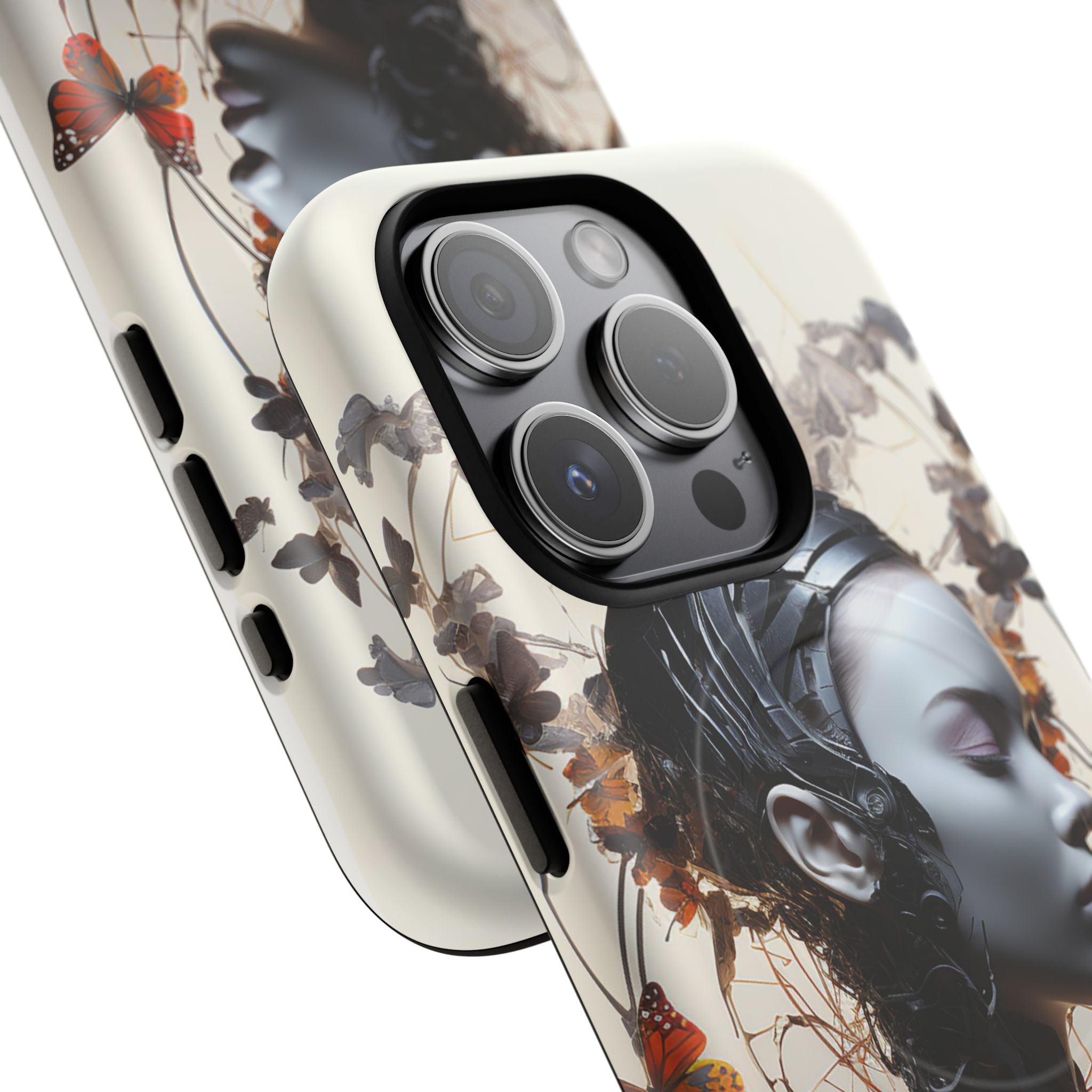 Art Nouveau Cyberpunk Phone Case — Surreal Floral Femme Tough Magnetic Case