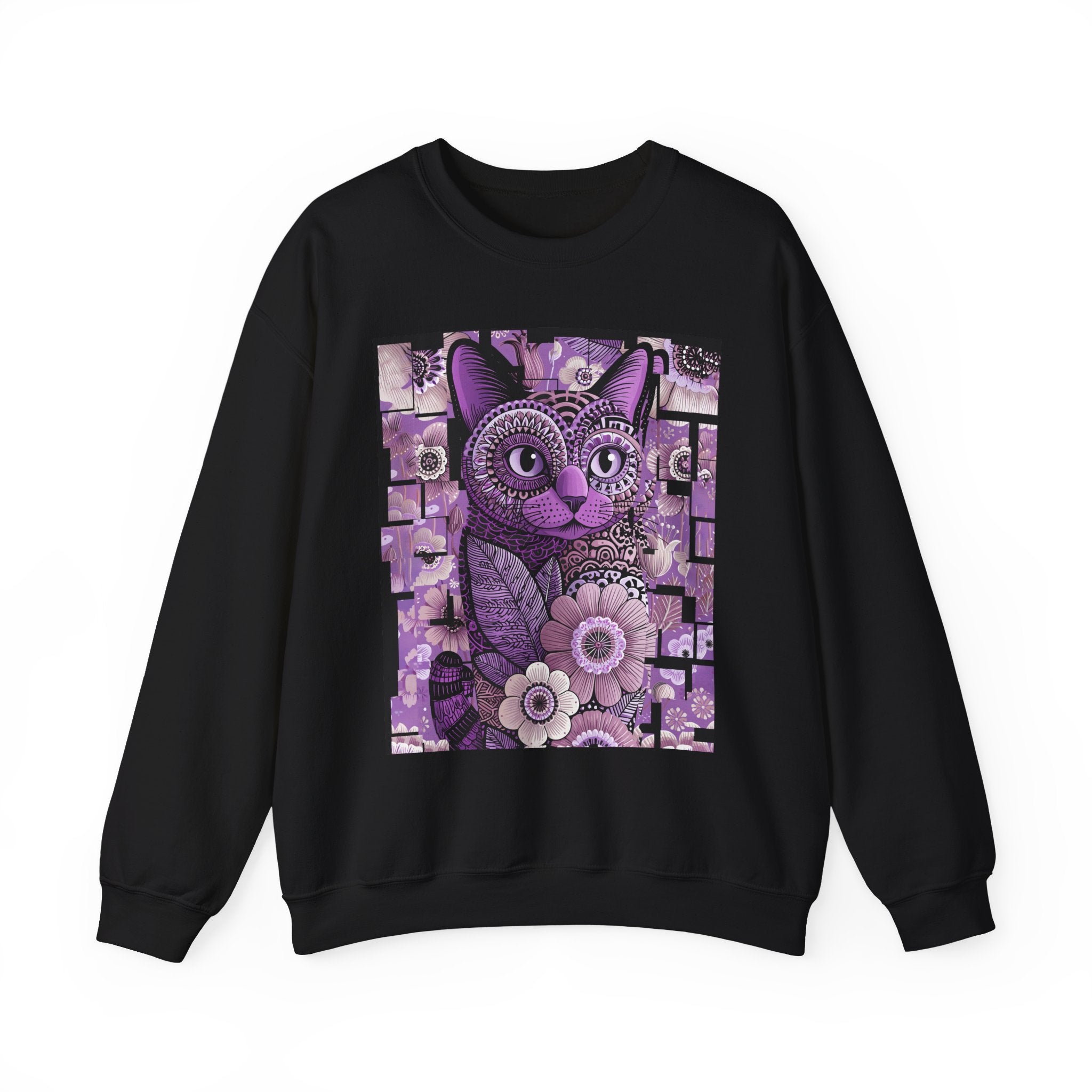 Purple Floral Owl Crewneck Sweatshirt — Whimsical Boho Animal Graphic