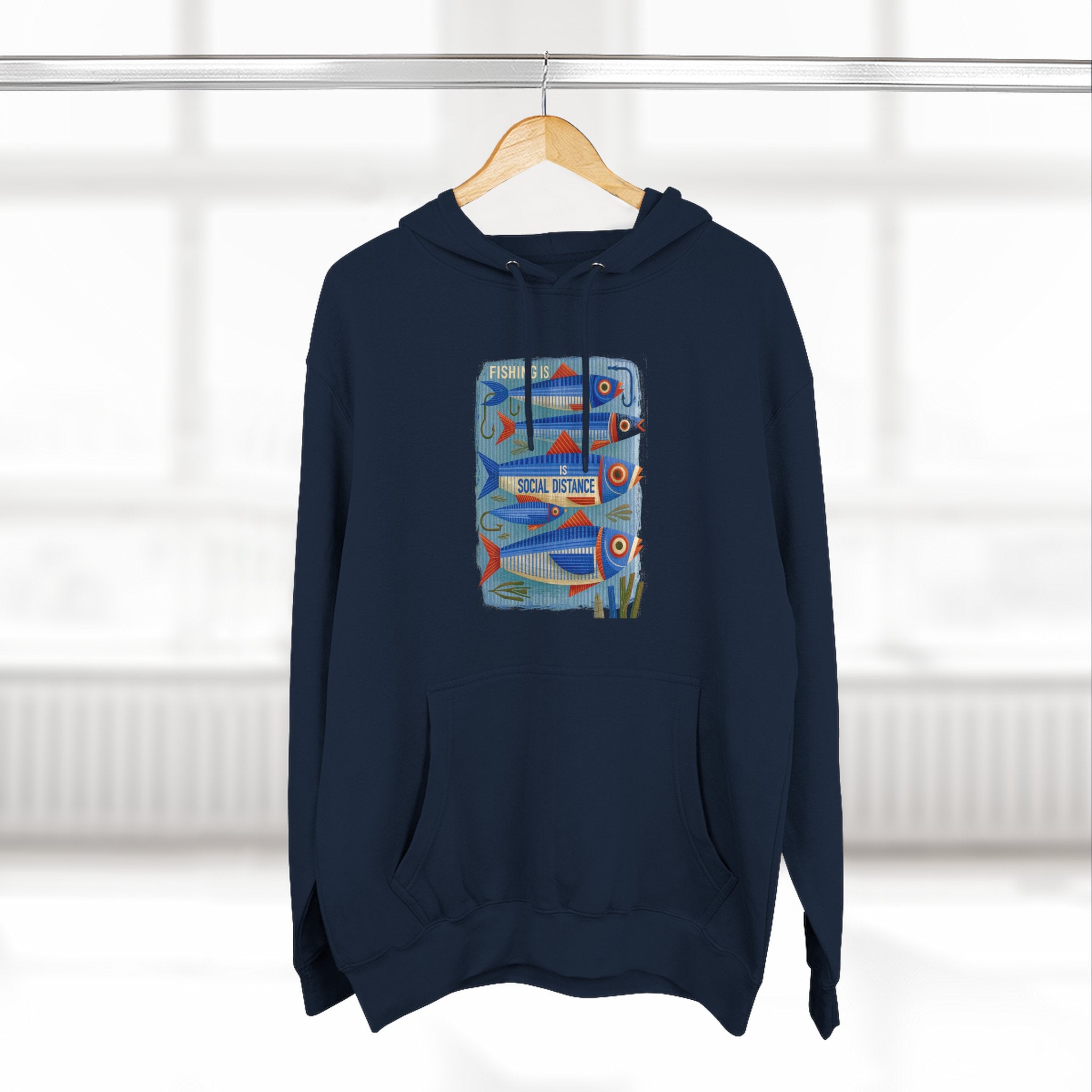 Retro Surfboard Graphic Hoodie — Three-Panel Fleece Pullover