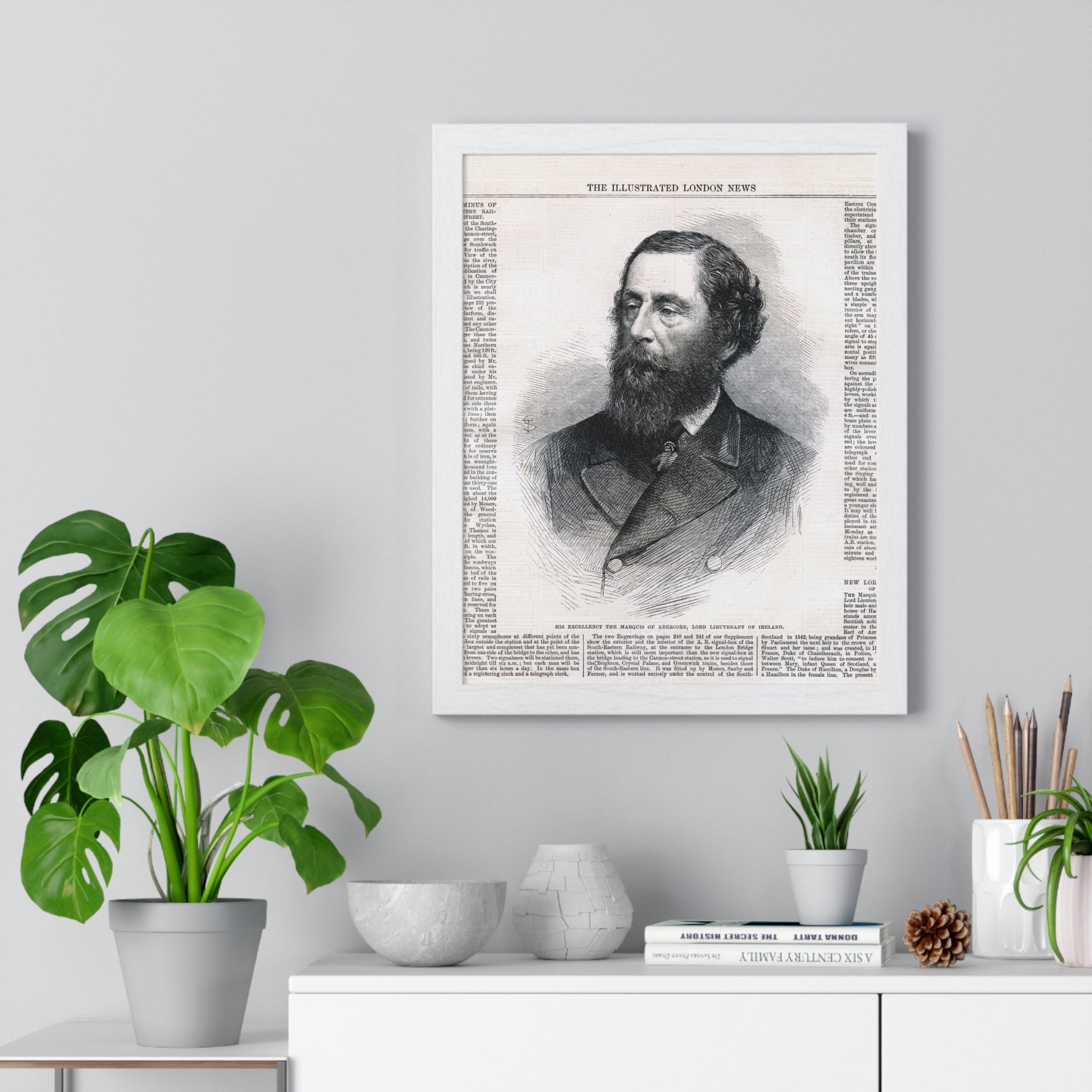 Vintage Illustrated London News Portrait Poster — Victorian Gentleman Framed Print