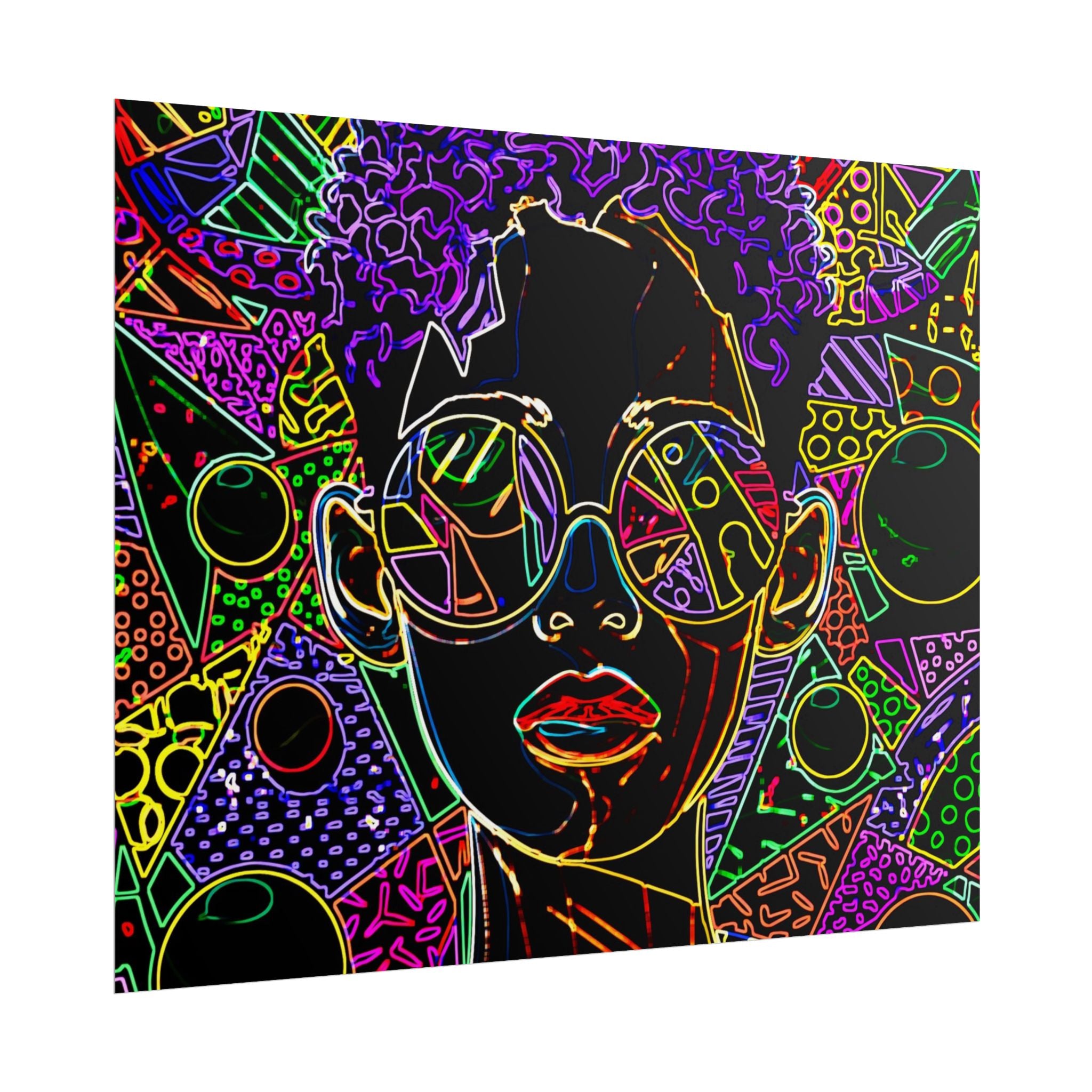 Afrofuturist Neon Portrait Poster