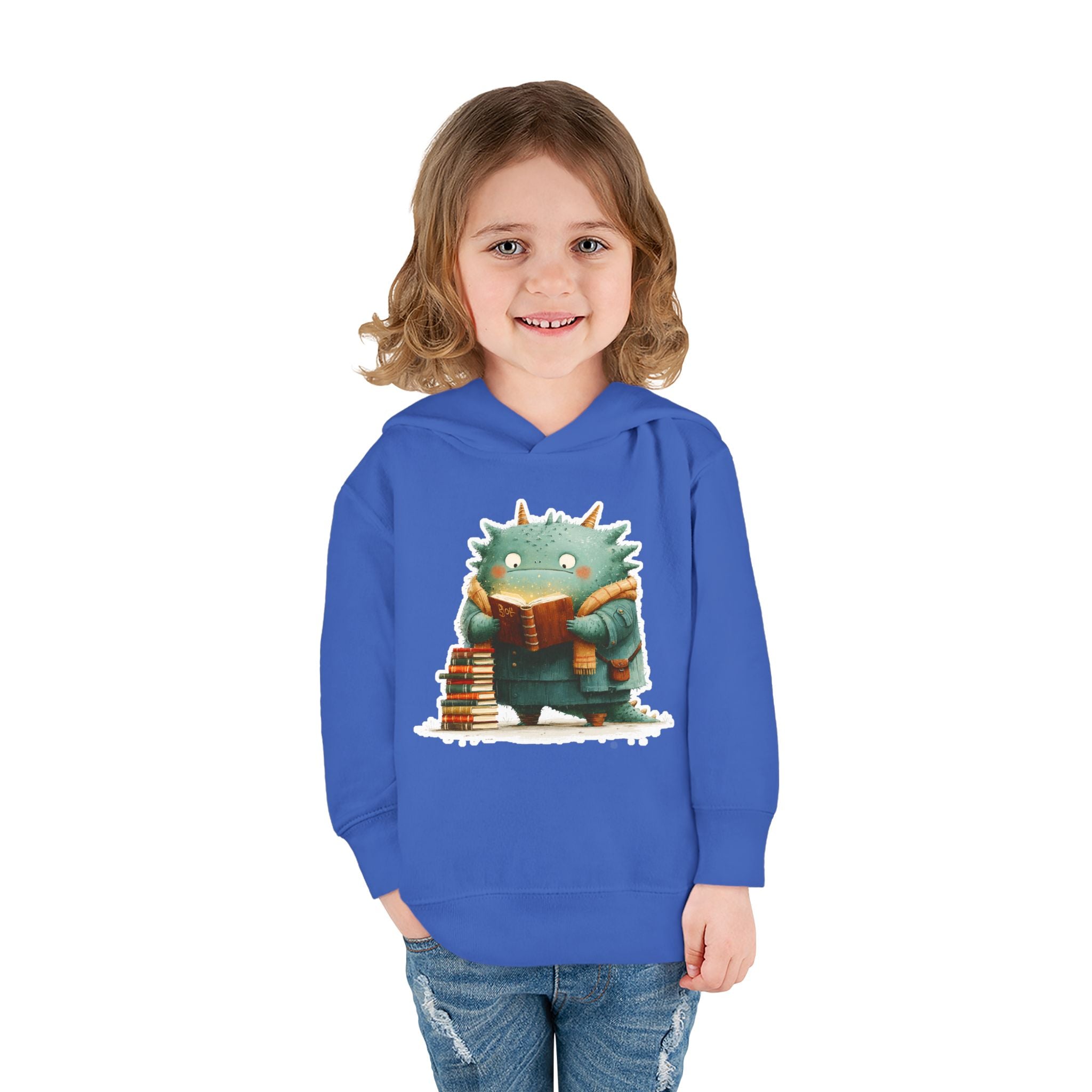 Toddler Hoodie — Cute Reading Monster Graphic Pullover