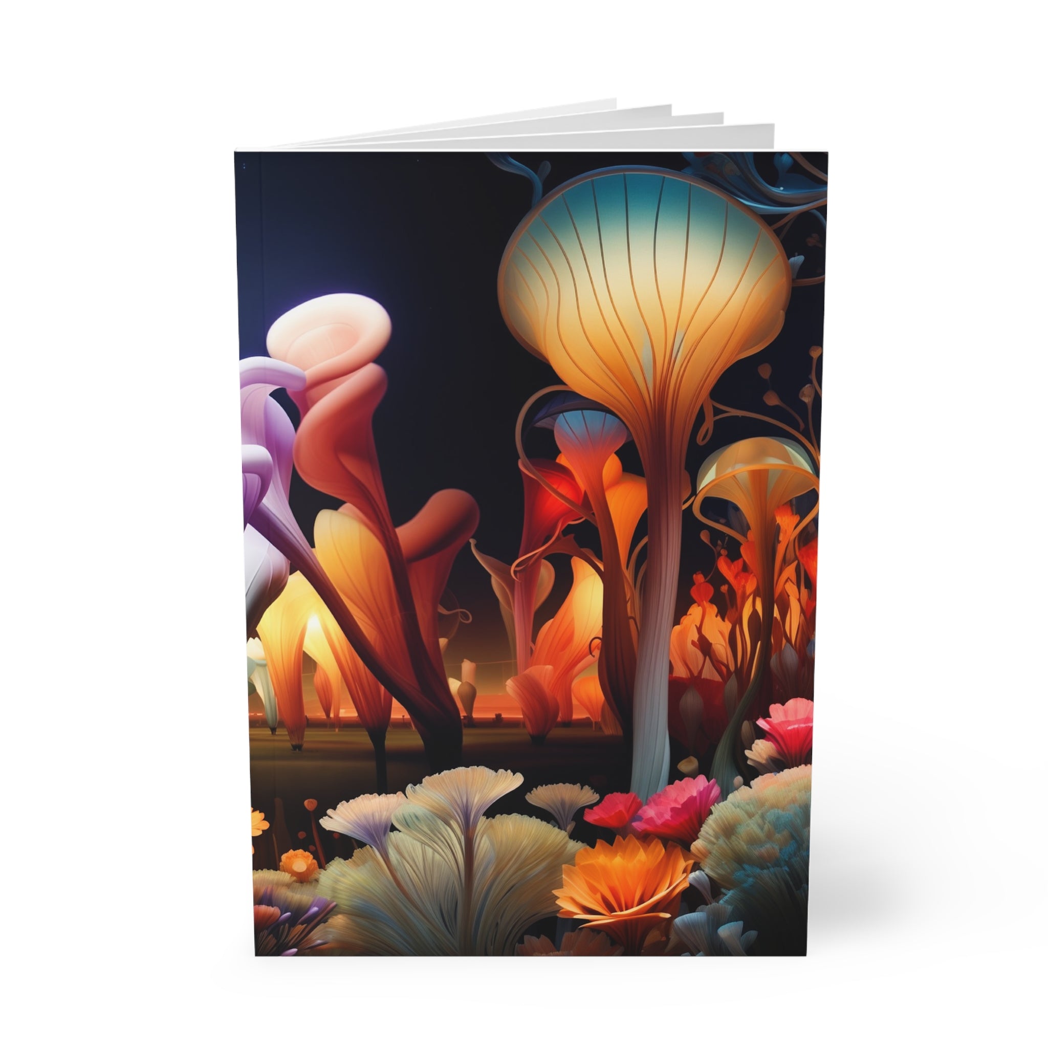A5 Softcover Notebook — Surreal Floral Mushroom Art Journal