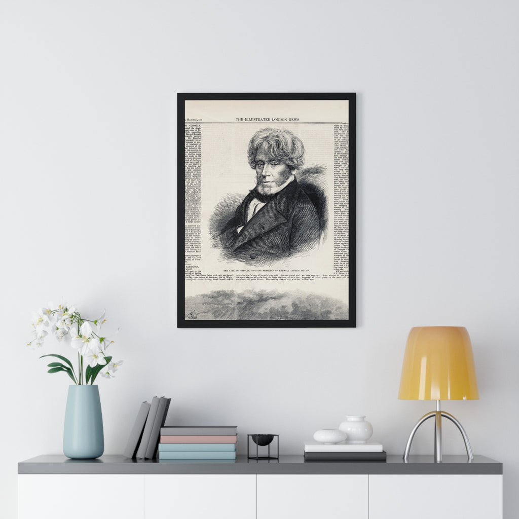 Vintage Illustrated Portrait Poster — Framed Victorian Newspaper Art