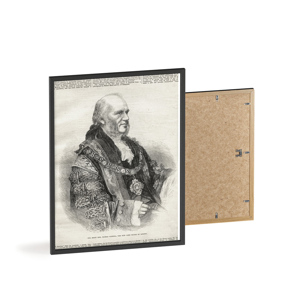The Right Hon.Thomas Gabriel, the New Lord Mayor of London. Vintage Illustrated Statesman Poster with Black Wooden Frame