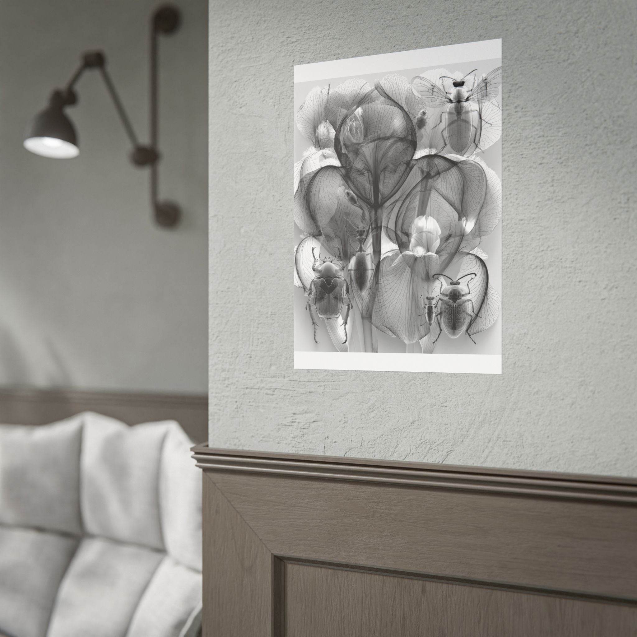 Orchid X-Ray Art Poster — Monochrome Floral Insect Wall Print