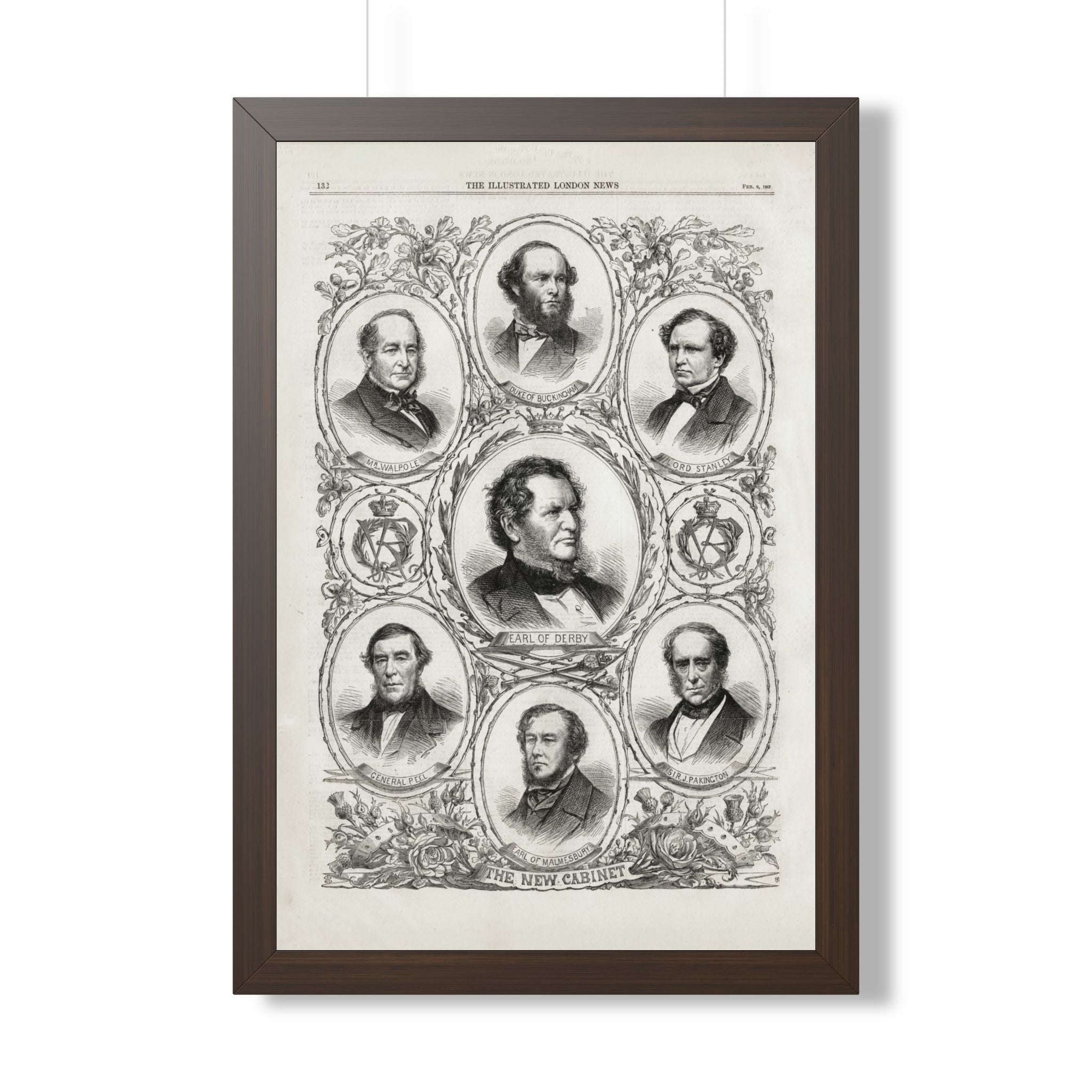 The New Cabinet - Framed Poster — Vintage Portrait Engraving Collection