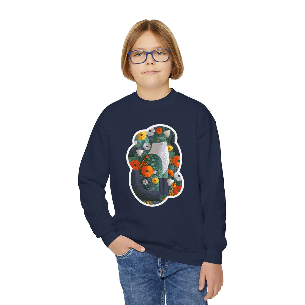Youth Sweatshirt — Floral Number 8 Crewneck