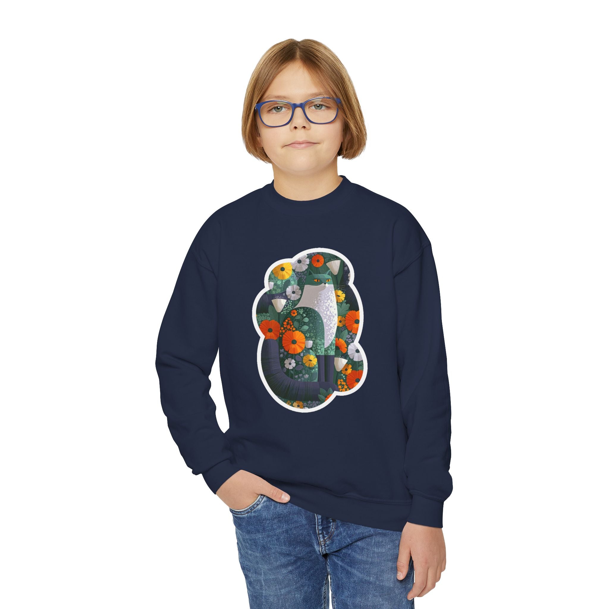 Youth Sweatshirt — Floral Number 8 Crewneck