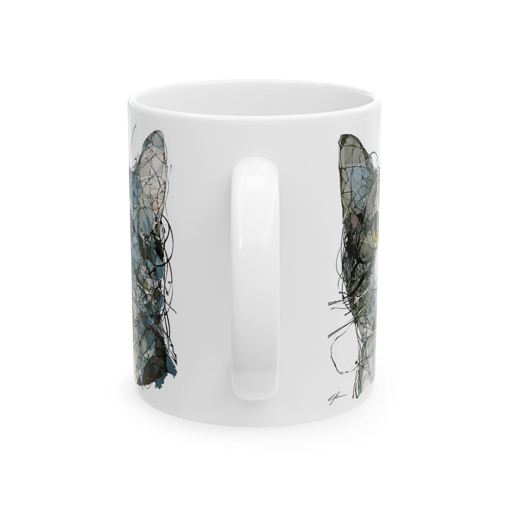 Watercolor Cat Faces Ceramic Mug – Whimsical Orange & Grey Cat Art (11oz, 15oz)