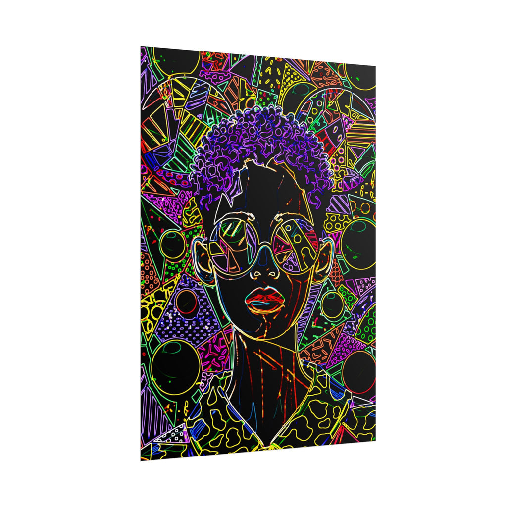Afrofuturist Neon Portrait Poster