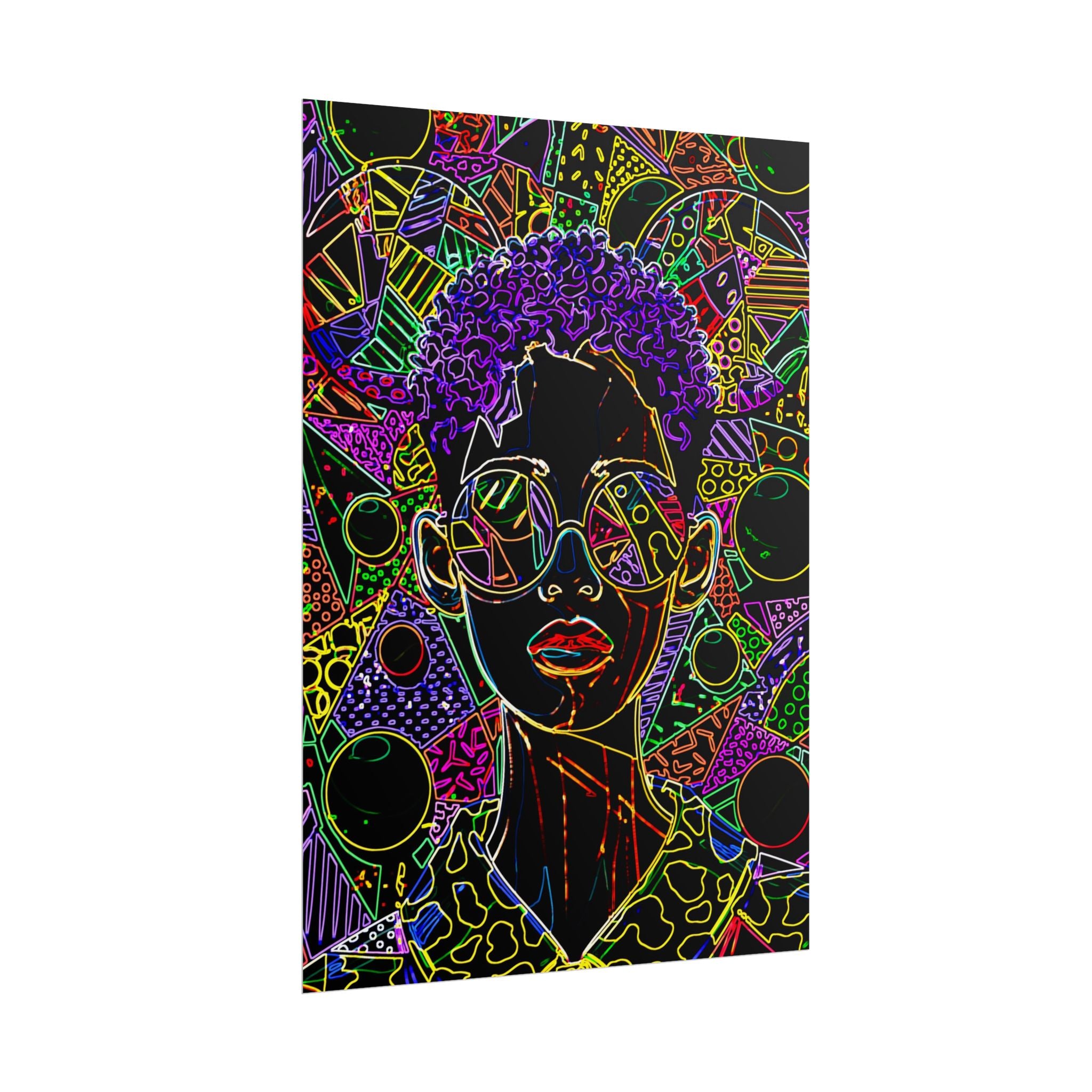 Afrofuturist Neon Portrait Poster
